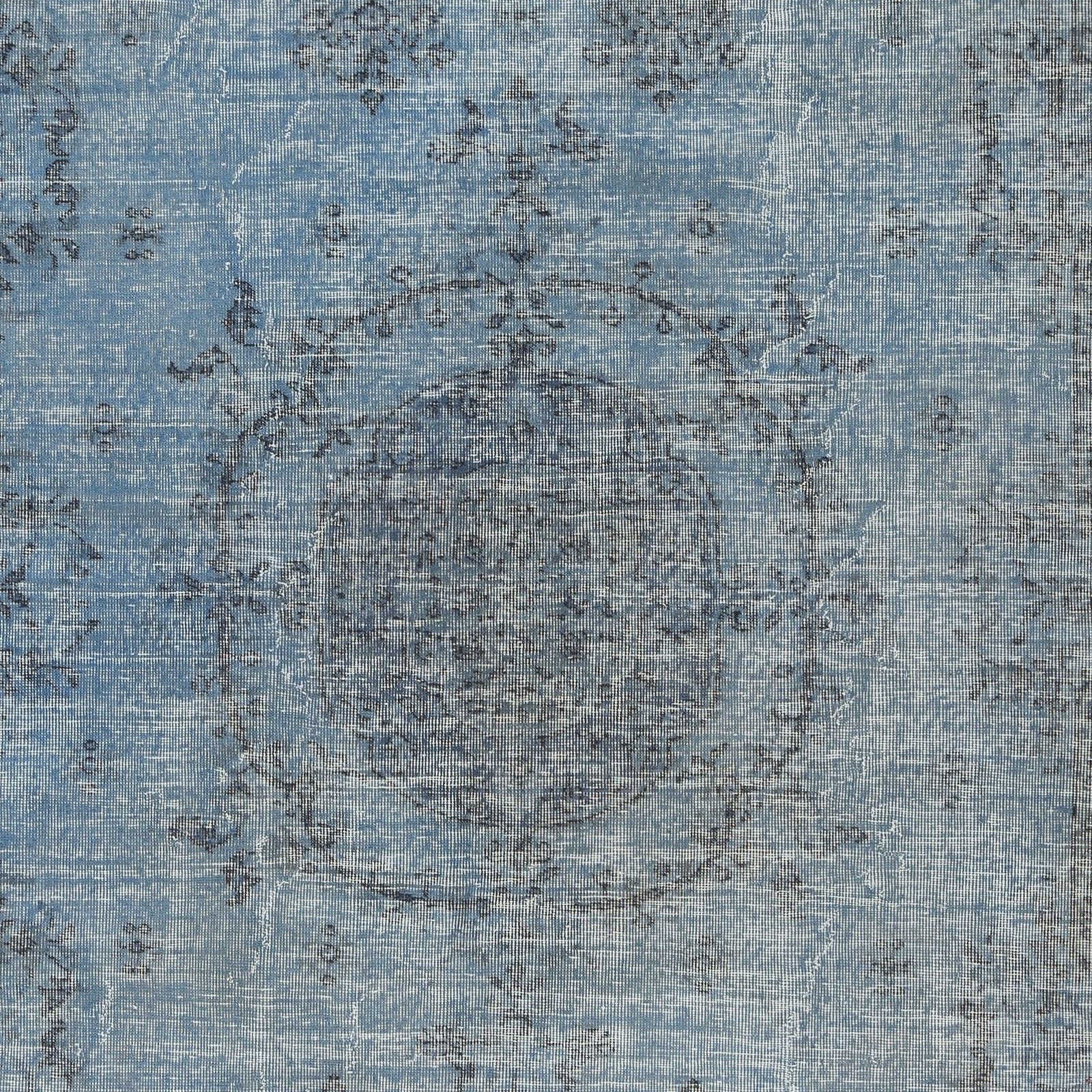 6.8x10.2 Ft Vintage Turkish Wool Area Rug Overdyed In Blue For Modern Interiors photo Textiles