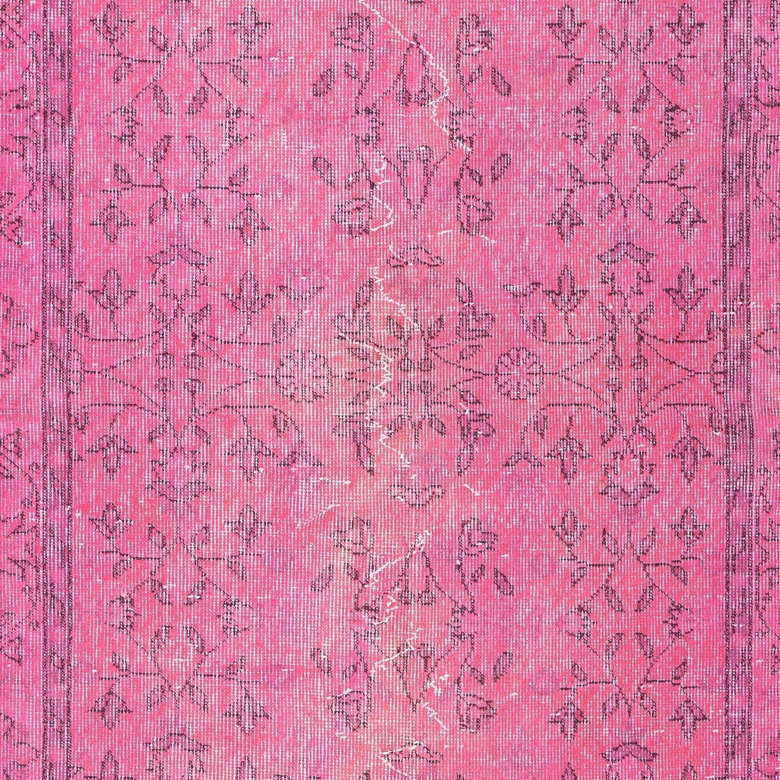 4x7 Ft Overdyed Pink Wool Rug. Handmade Turkish Vintage Area Rug For Living Room photo Textiles