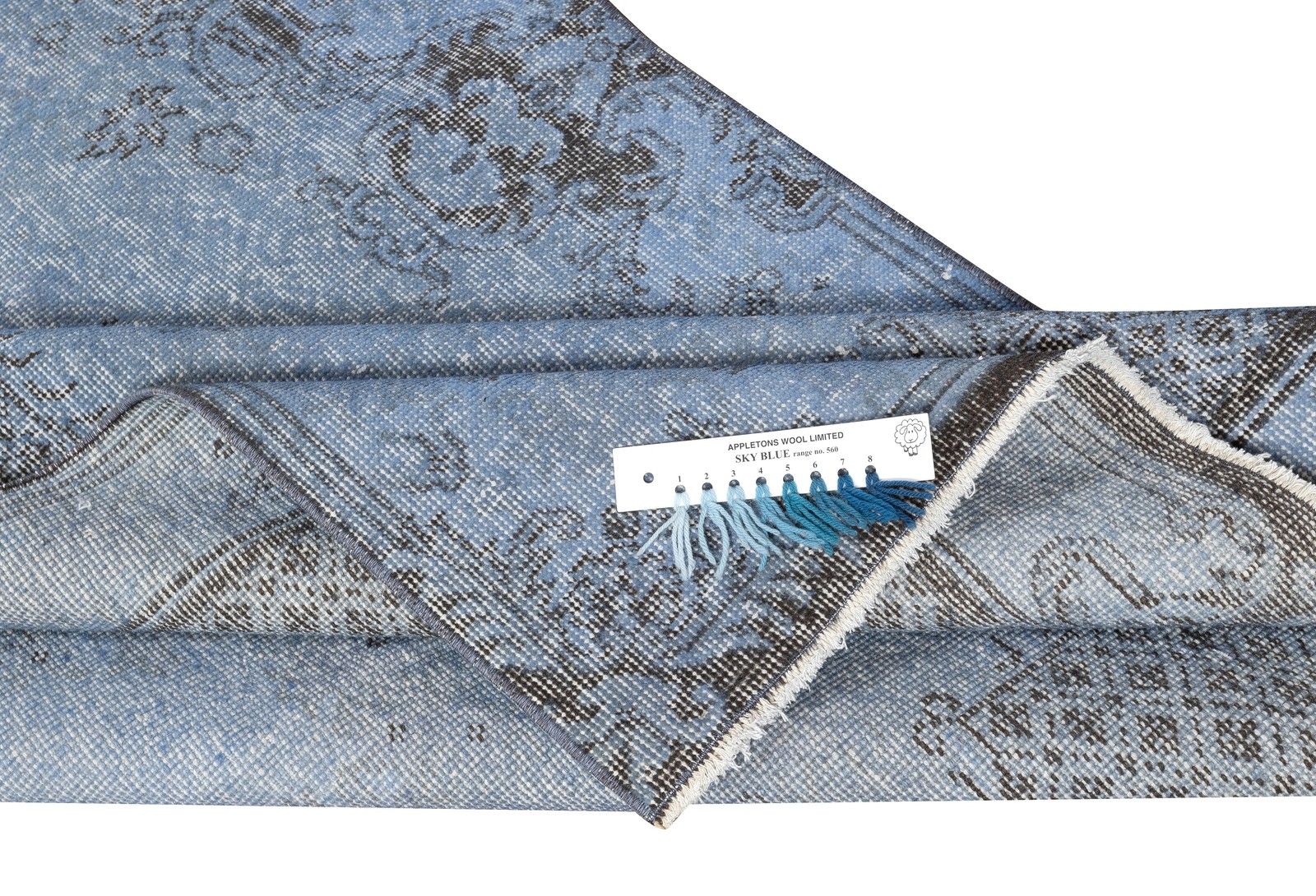 3.8x7.3 Ft Vintage Handmade Turkish Area Rug Redyed In Blue For Modern Interiors photo for sale