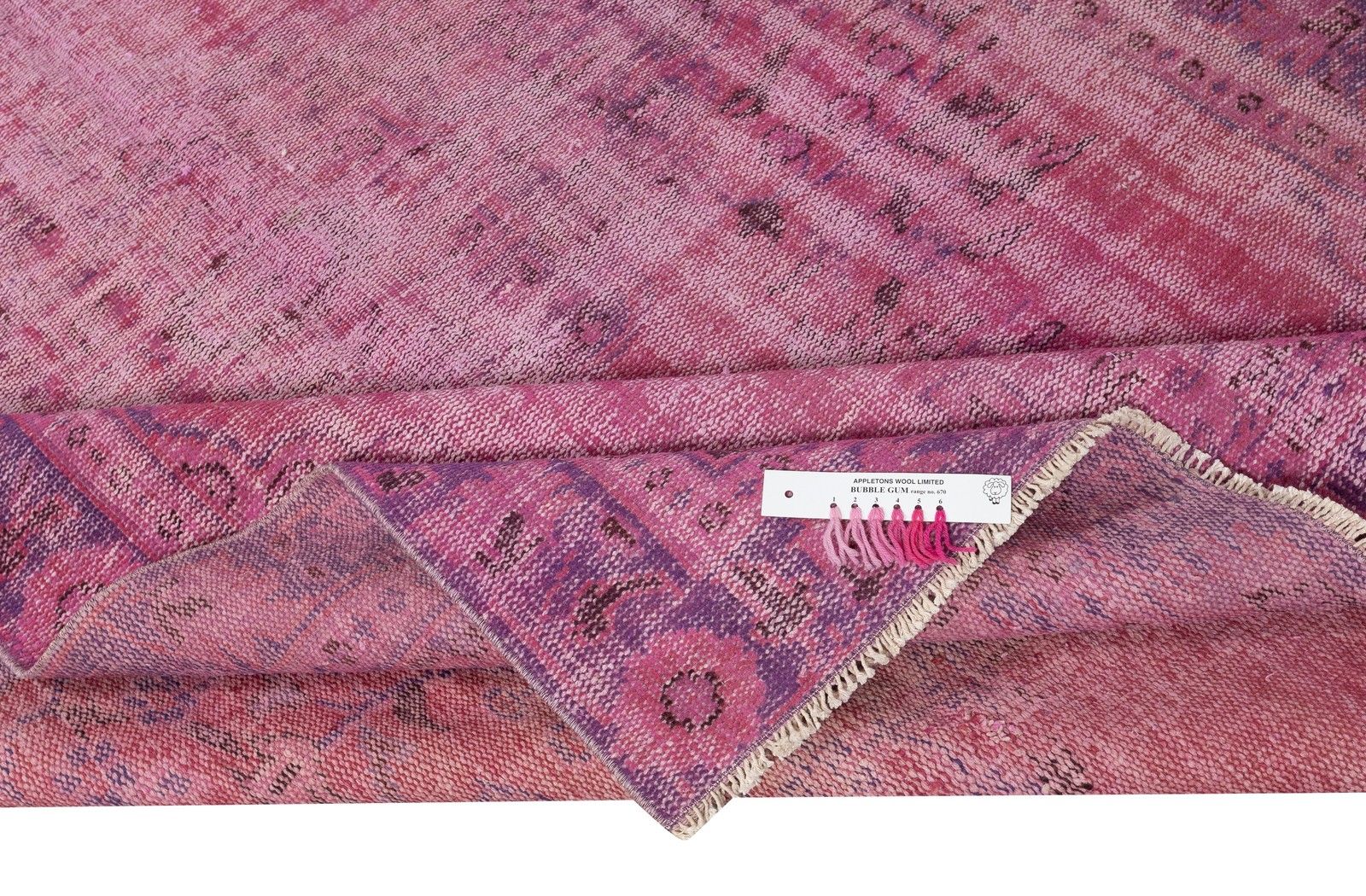 5.7x9.2 Ft Pink Overdyed Handmade Rug. Vintage Turkish Area Rug For Living Room photo for sale