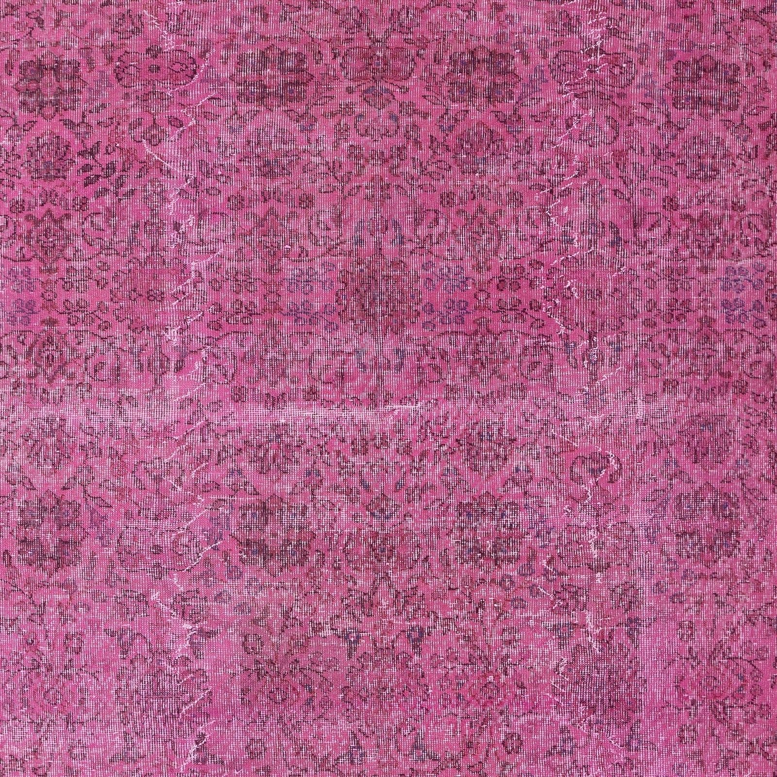 6.8x9.8 Ft Vintage Handmade Turkish Rug Redyed In Pink For Modern Interiors photo Textiles