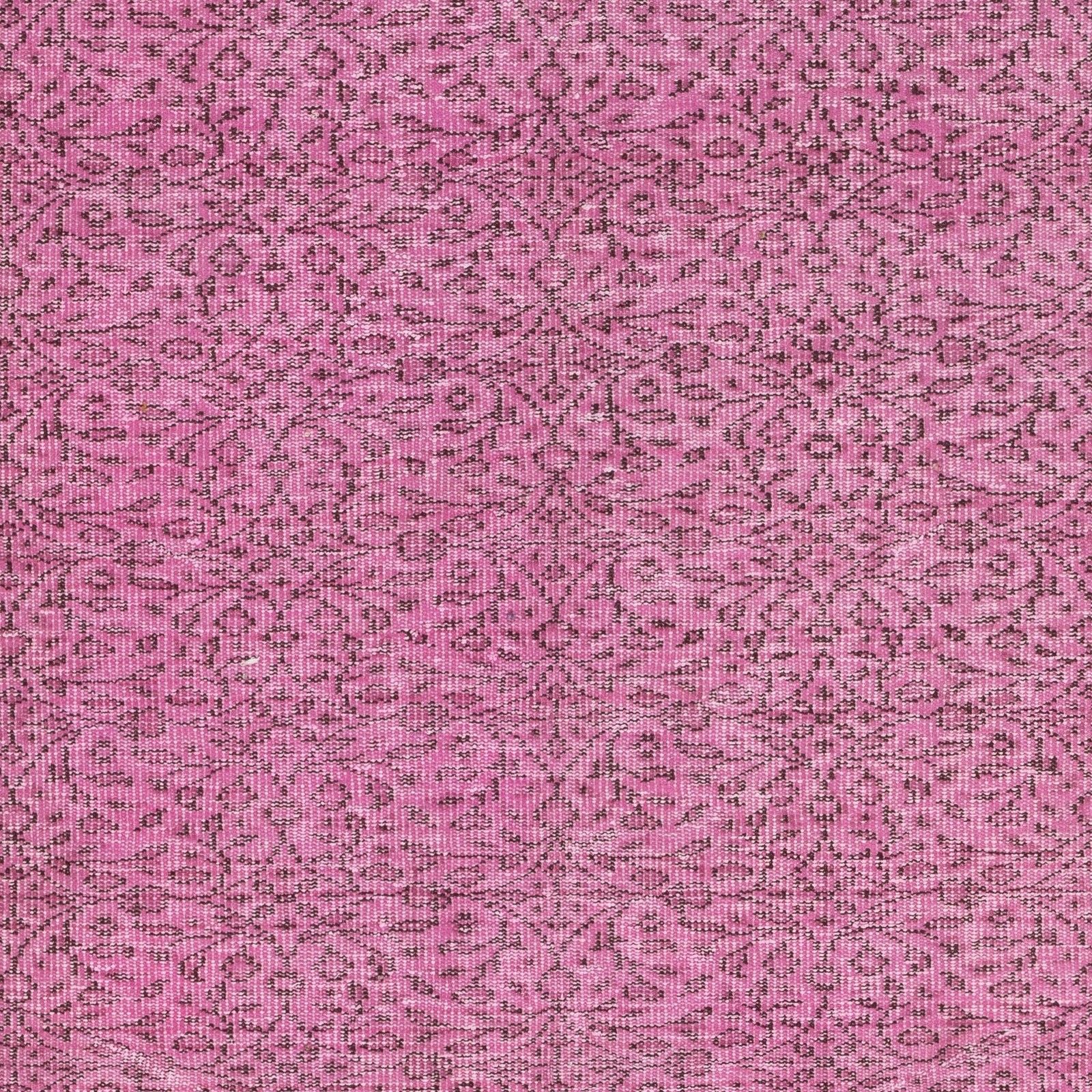 5.4x9 Ft Handmade Turkish Wool Rug. Vintage Overdyed Pink Rug For Modern Home photo Textiles