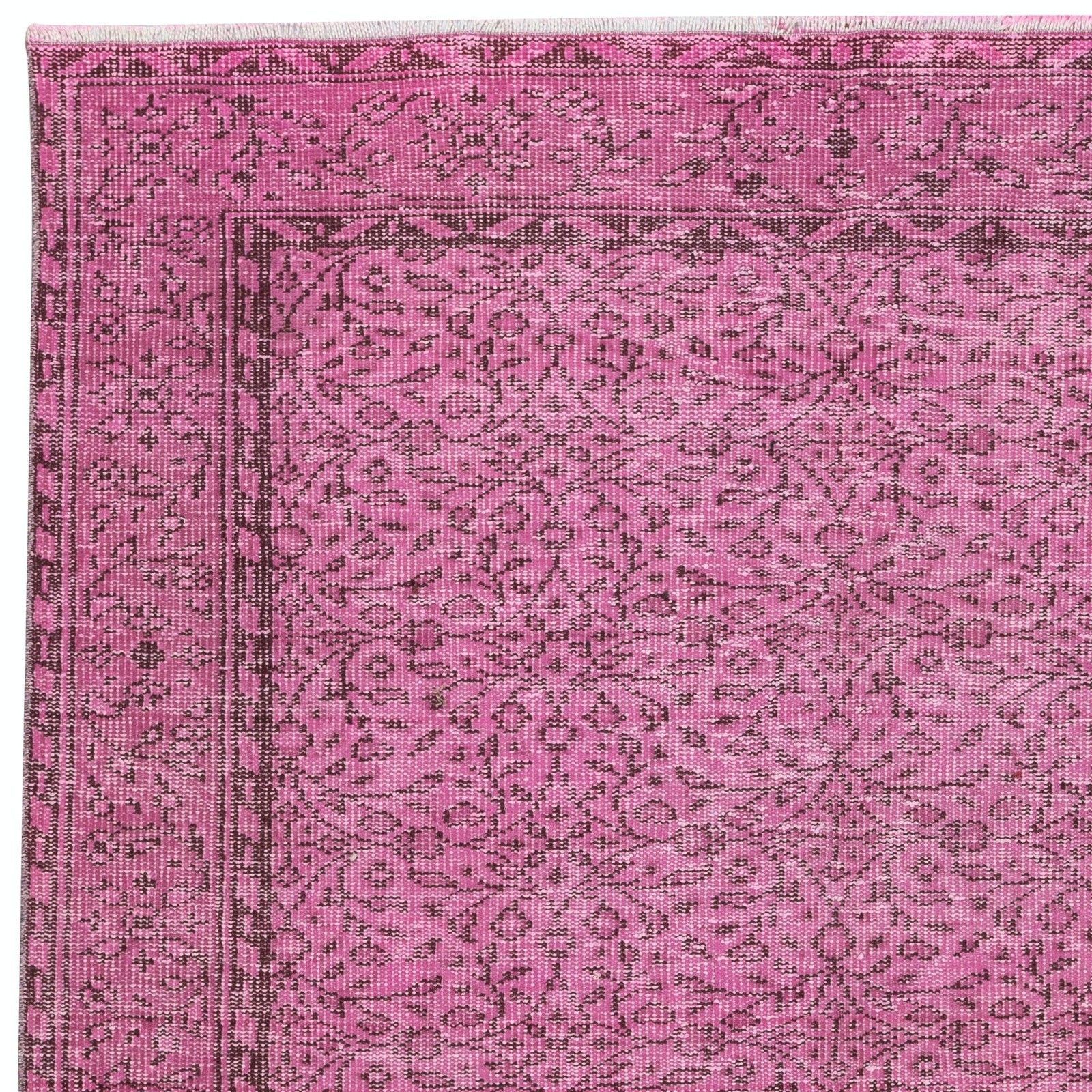 5.4x9 Ft Handmade Turkish Wool Rug. Vintage Overdyed Pink Rug For Modern Home photo 464.0
