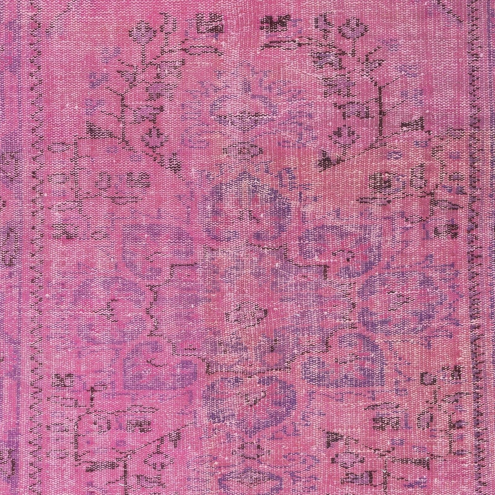 4.7x8.4 Ft Pink Vintage Rug For Modern Home And Office. Handknotted In Turkey photo Textiles