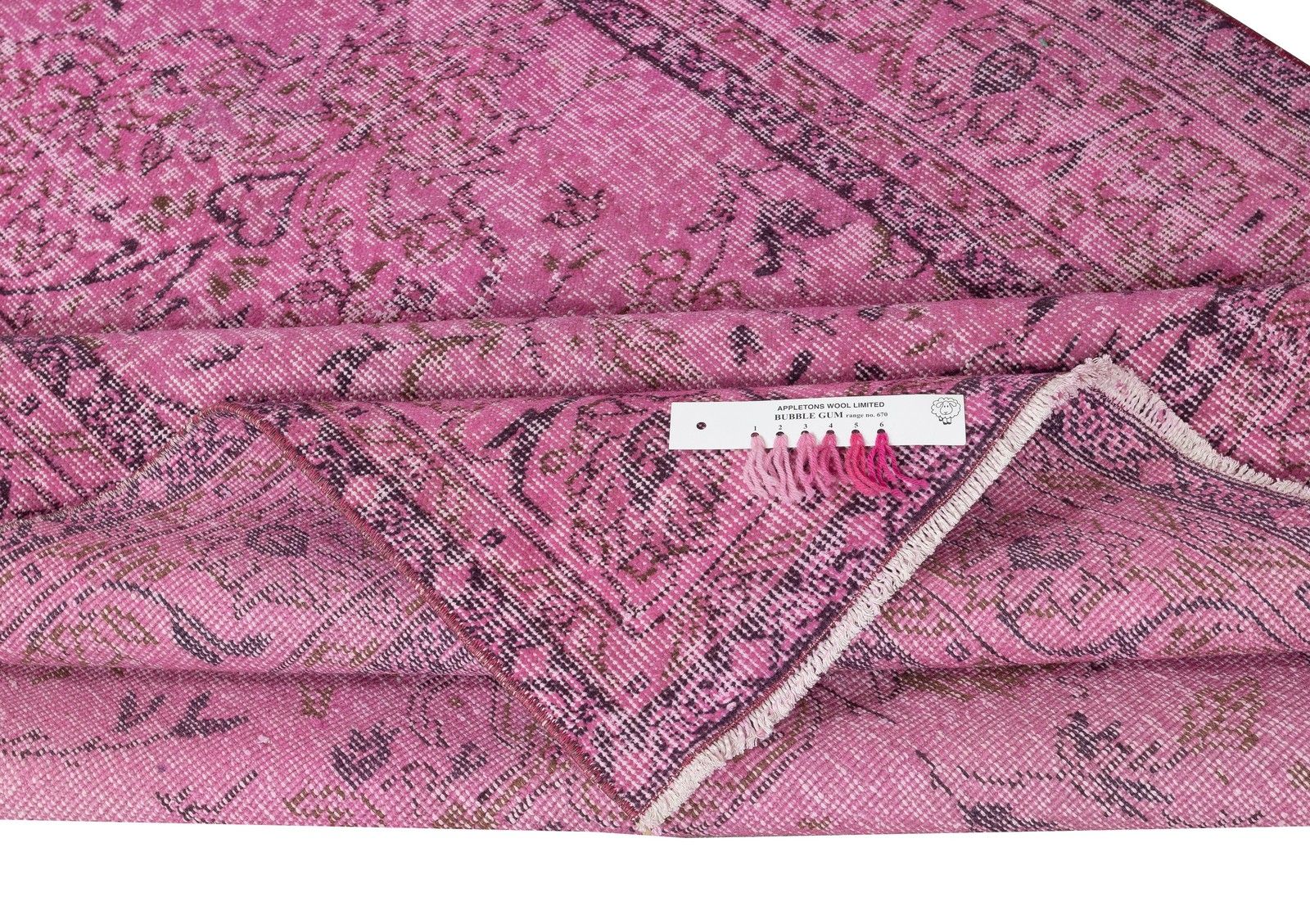5x9.2 Ft Hand Knotted Vintage Turkish Rug Overdyed In Pink For Modern Interiors photo for sale
