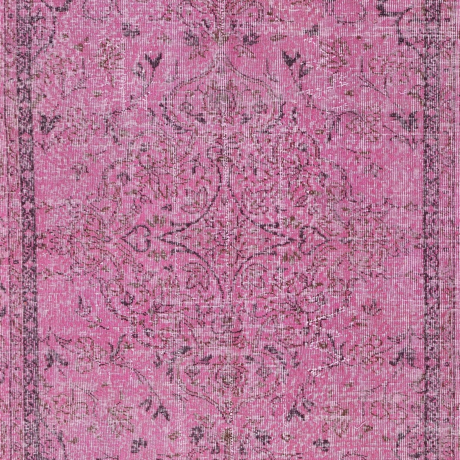 5x9.2 Ft Hand Knotted Vintage Turkish Rug Overdyed In Pink For Modern Interiors photo Textiles