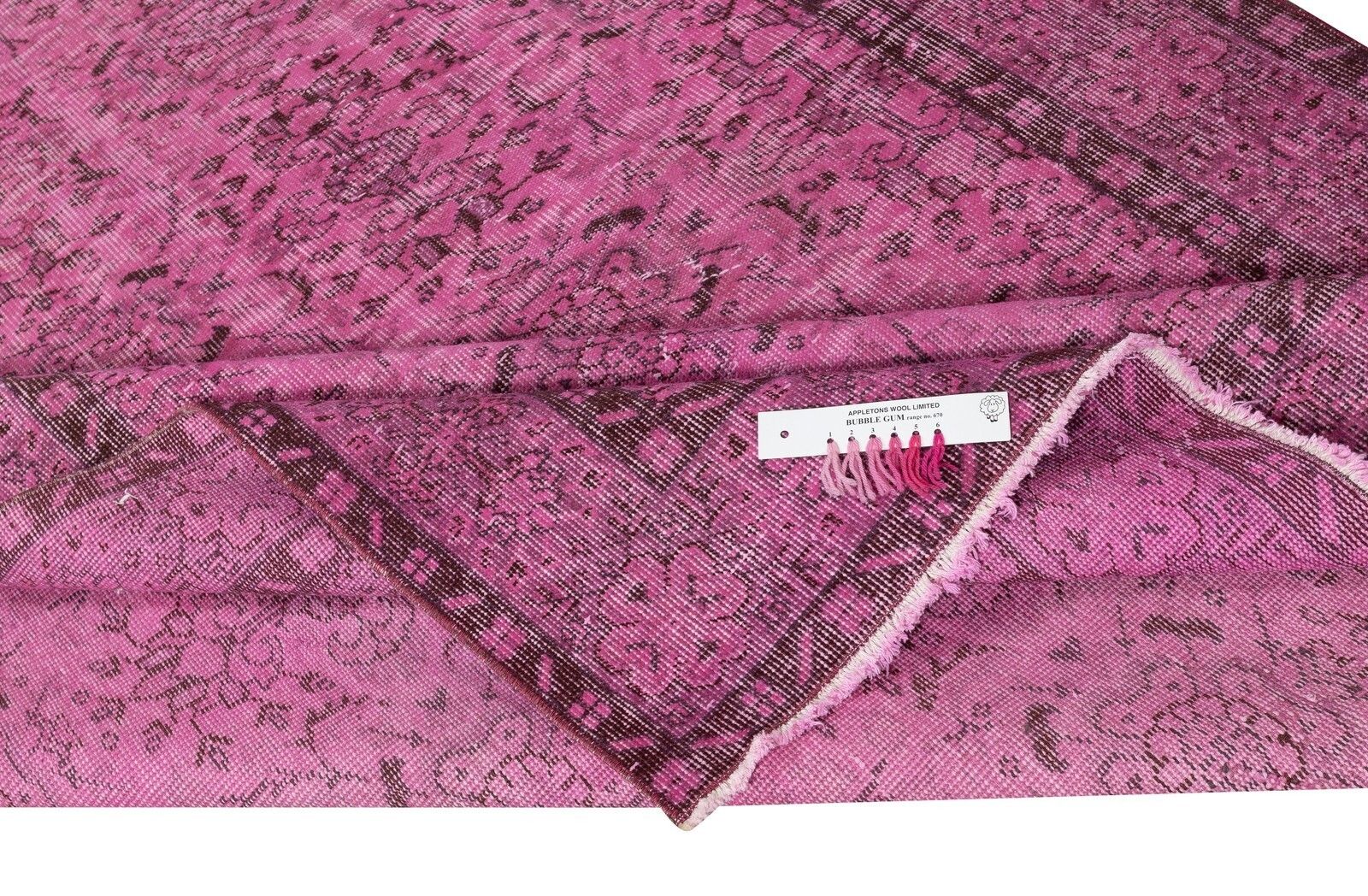 5.6x9.7 Ft Modern Pink Turkish Rug. Vintage Handmade Wool Area Rug photo for sale