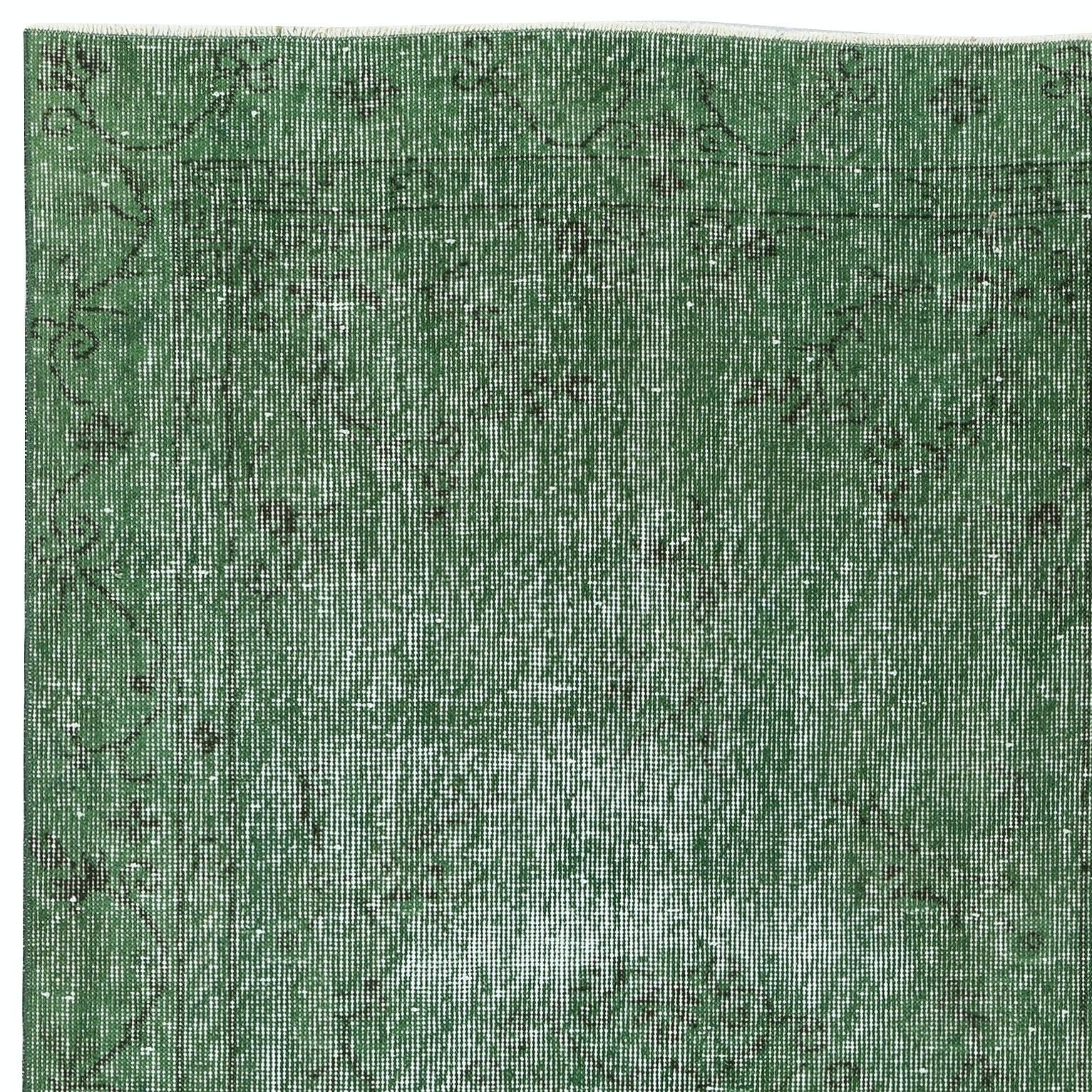 3.7x6.8 Ft Handmade Vintage Turkish Rug Overdyed In Green For Modern Interiors photo 259.0