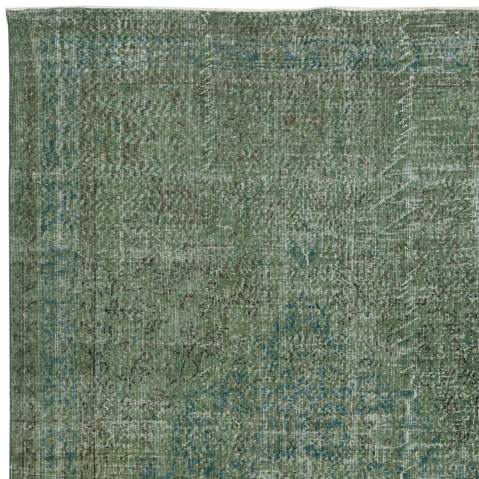 6x10 Ft Vintage Handmade Turkish Wool Rug Redyed In Green For Modern Interiors photo 582.0