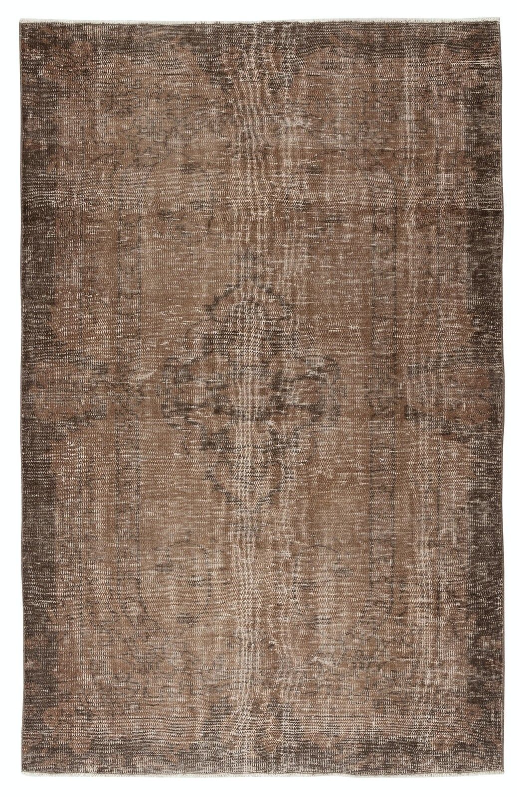 5x8 Ft Vintage Brown Wool Area Rug. Handmade Turkish Rug For Contemporary Spaces