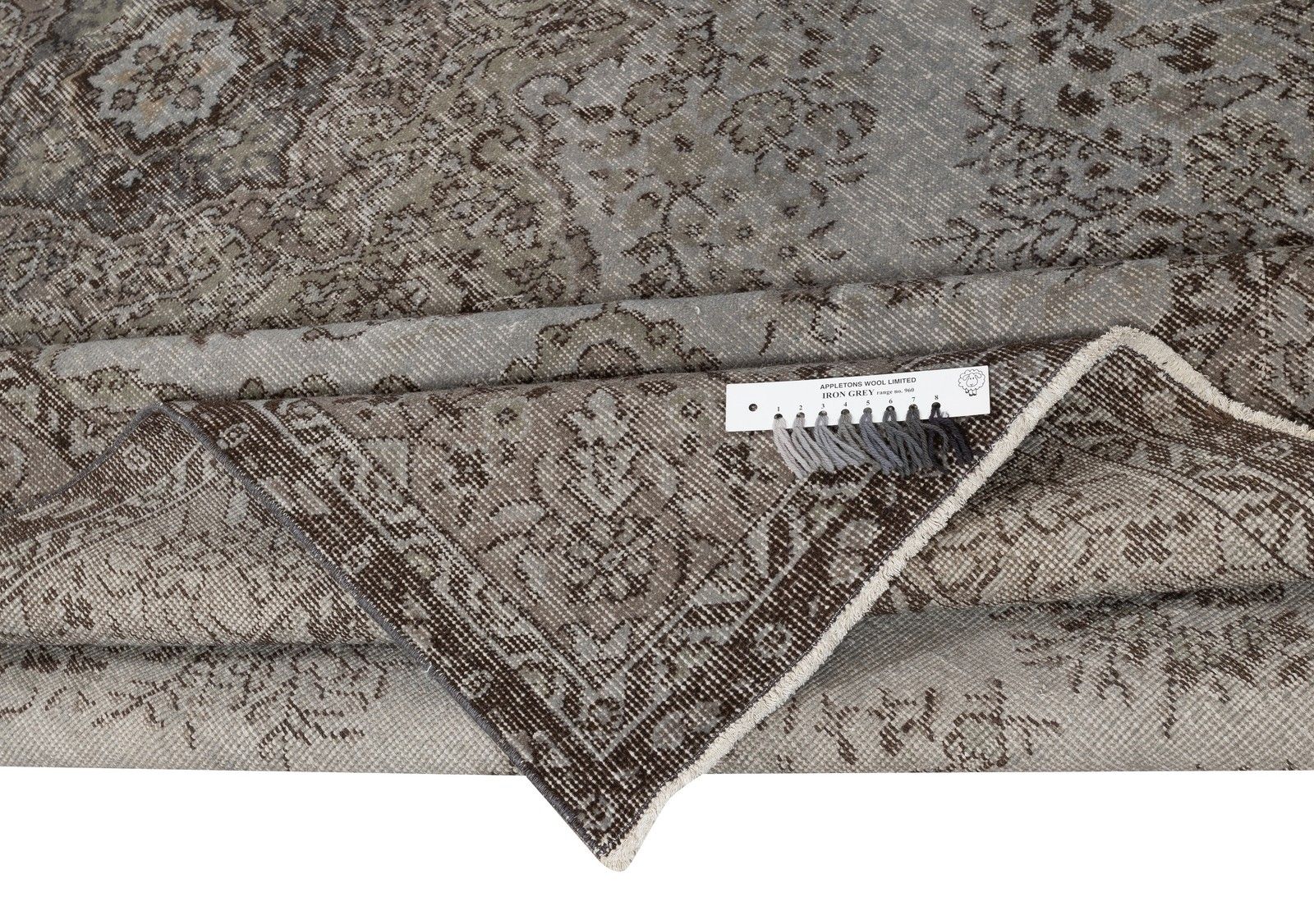 7x10.2 Ft Gray Redyed Vintage Turkish Rug. Handmade Carpet For Modern Interiors photo for sale