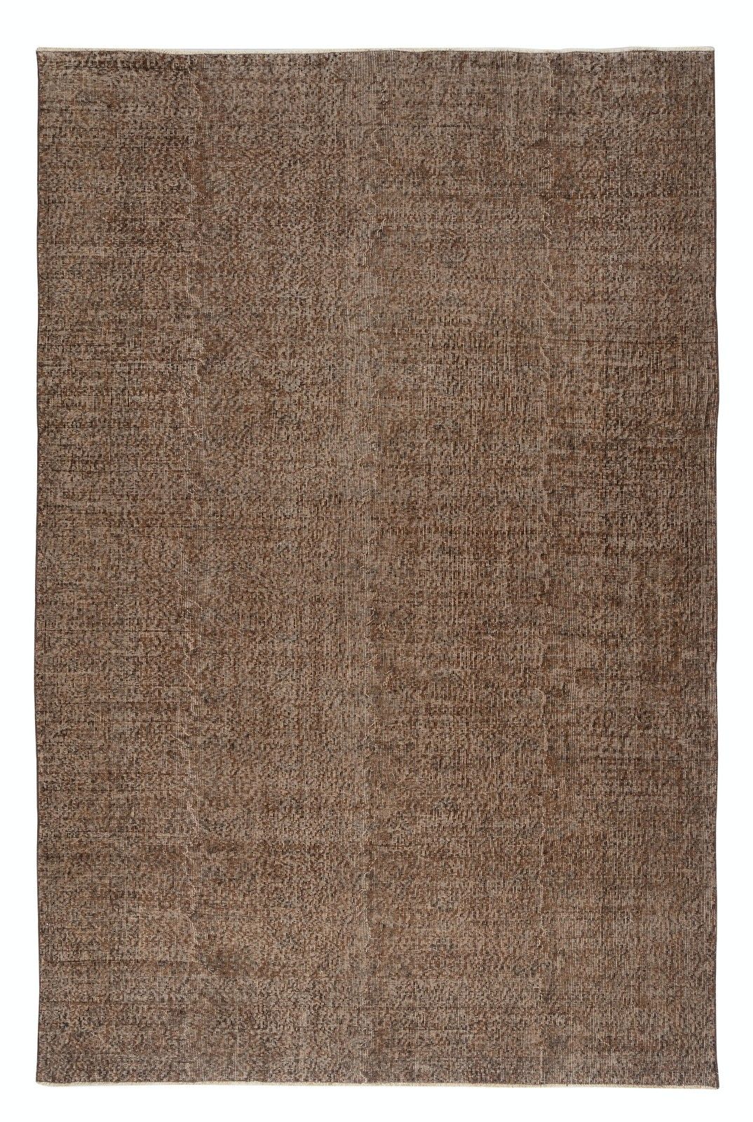 7x10.5 Ft Brown Overdyed Handmade Rug. Vintage Turkish Area Rug For Living Room