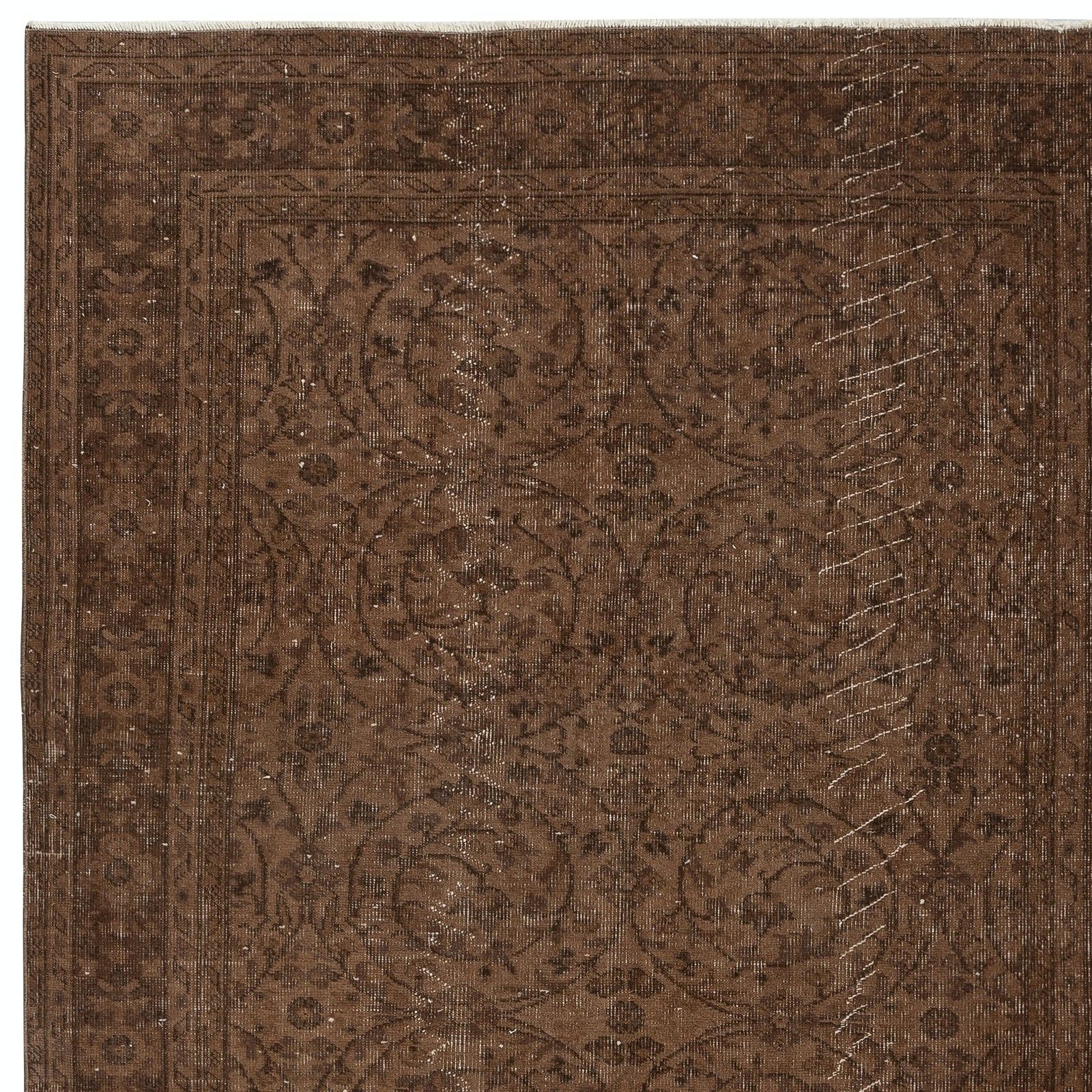 5.4x8.7 Ft Vintage Handmade Turkish Rug Overdyed In Brown For Modern Interiors photo 454.0
