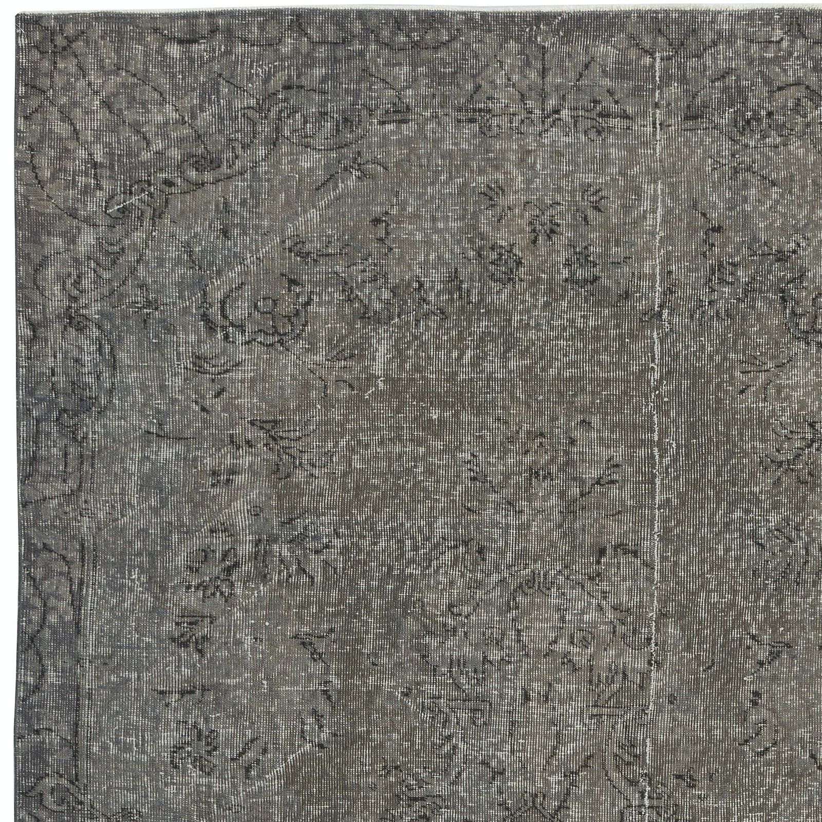 5.2x9 Ft Gray Redyed Vintage Turkish Rug. Handmade Carpet For Modern Interiors photo 450.0