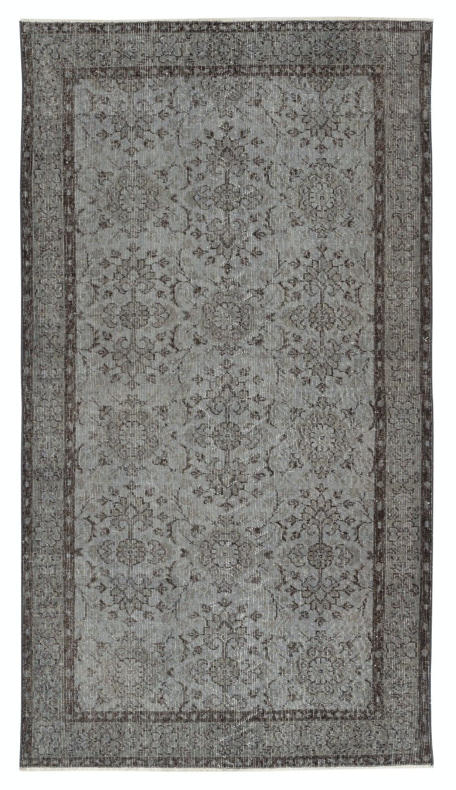 4x7 Ft Vintage Handmade Wool Rug. Gray Turkish Rug For Modern Home And Office