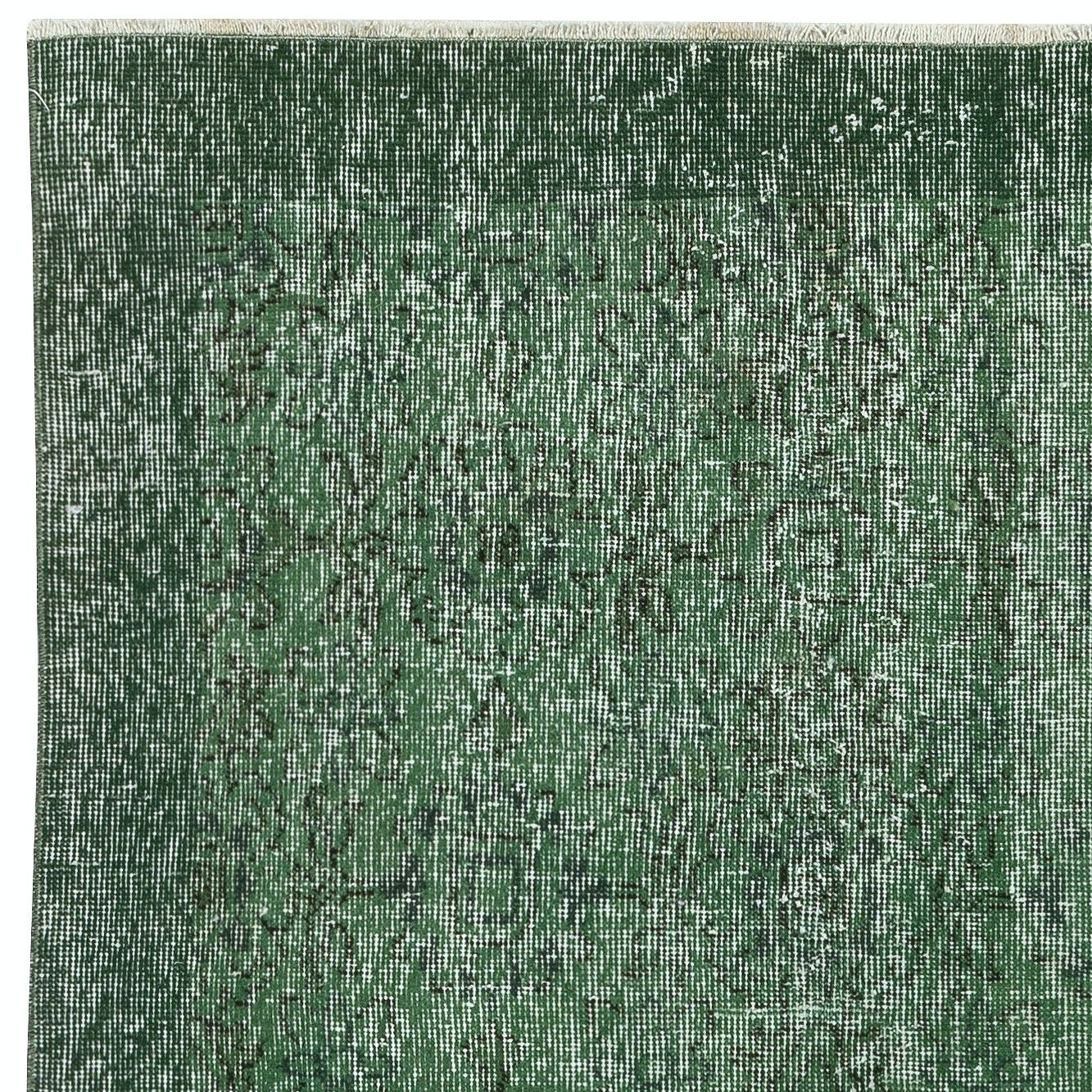 3.6x6.6 Ft Green Overdyed Vintage Rug For Modern Interiors. Handmade In Turkey photo 248.0