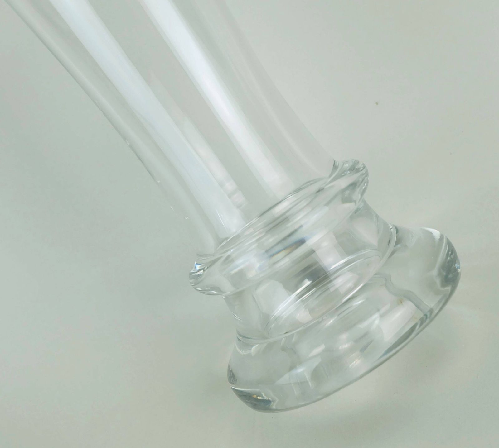 1970s Glass Vase By Eisch Thick Clear Glass And Bubble Glass Green Rim photo vintage