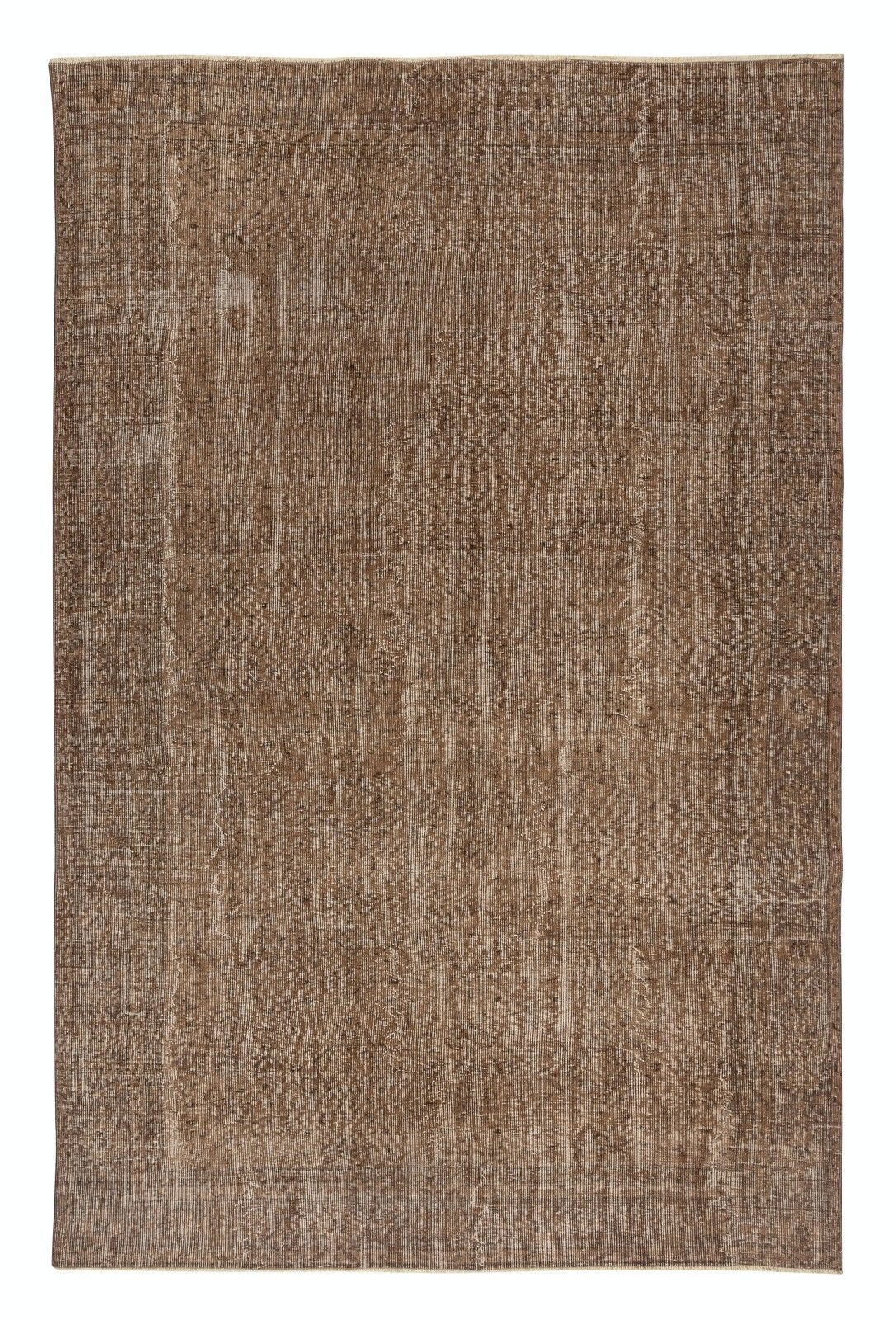 6.3x9.7 Ft Vintage Brown Area Rug. Handmade Turkish Rug For Contemporary Spaces
