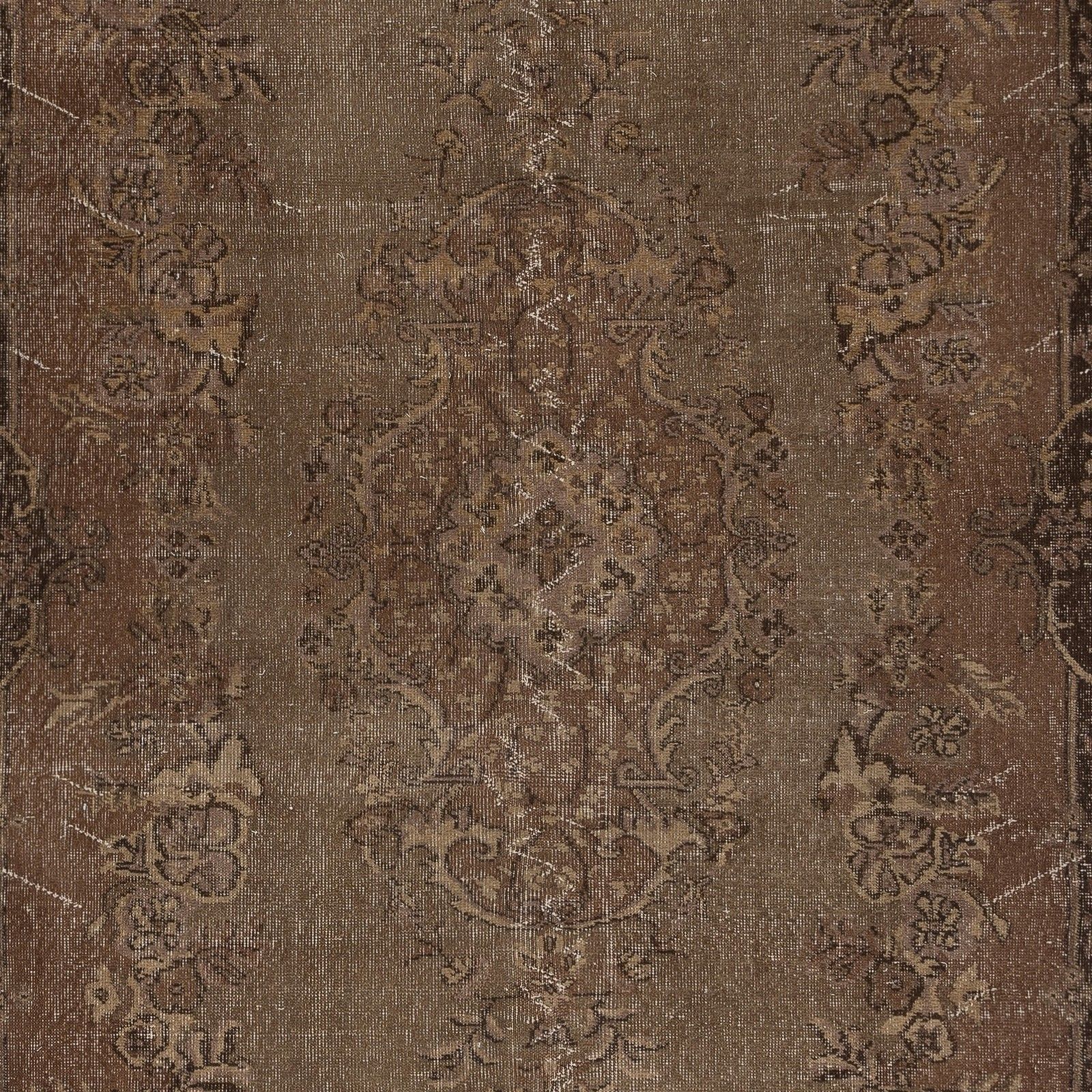 5.6x9.4 Ft Vintage Rug Redyed In Brown For Modern Interiors. Handmade In Turkey photo Textiles