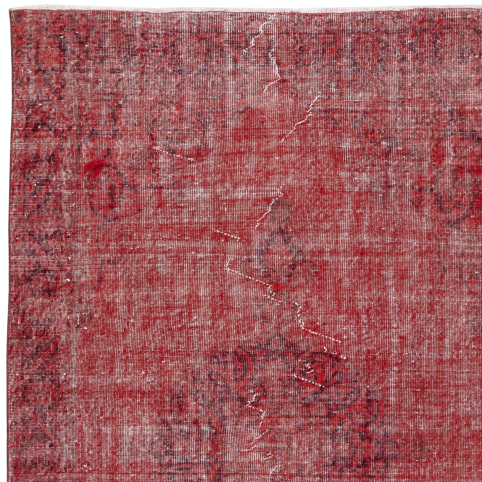 5.3x8.4 Ft Red Overdyed Handmade Rug. Vintage Turkish Area Rug For Living Room photo 429.0