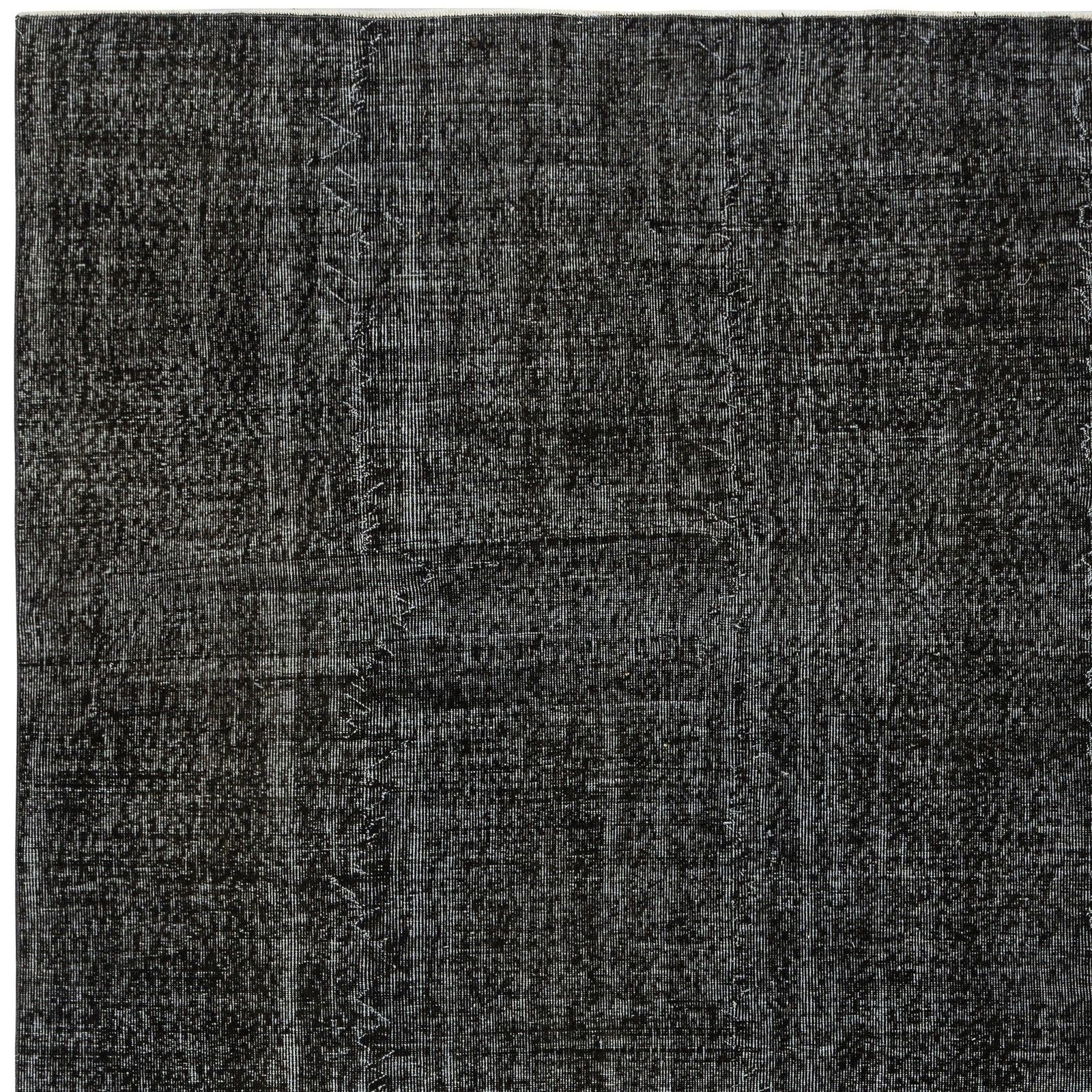 6.8x9 Ft Black Overdyed Handmade Rug. Vintage Turkish Area Rug For Living Room photo 649.0