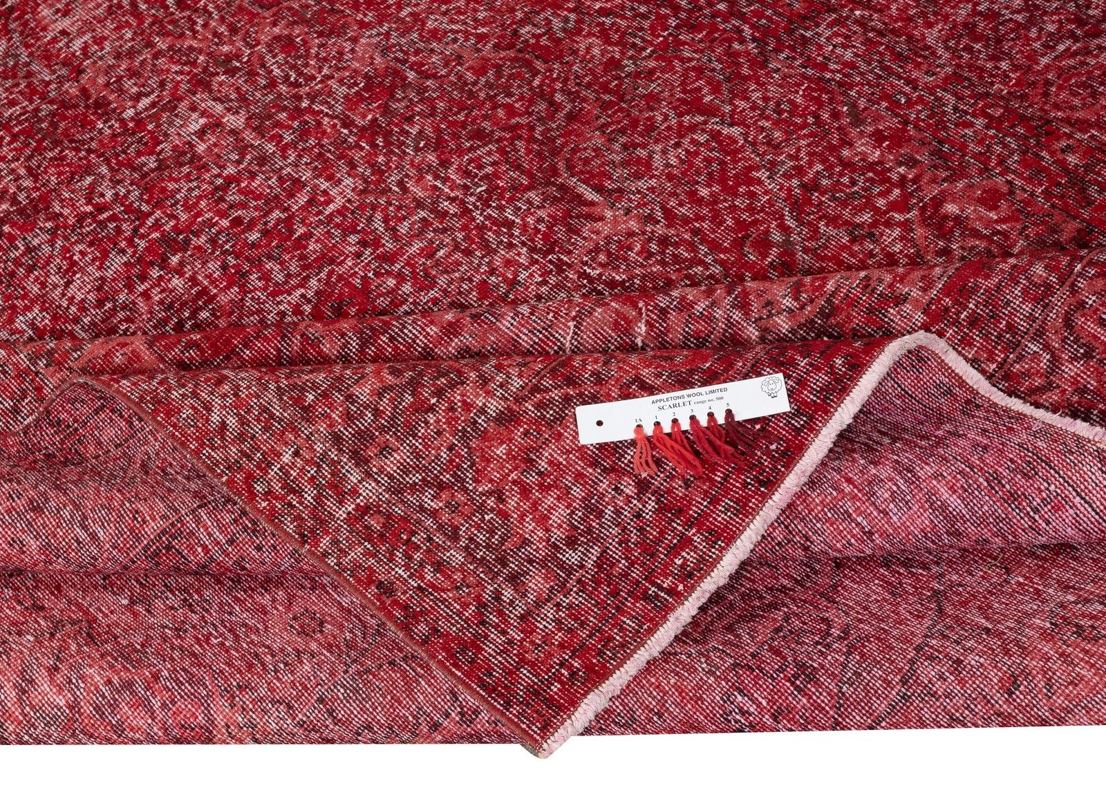 6.7x10.3 Ft Vintage Handmade Rug Overdyed In Red For Modern Home And Office photo for sale