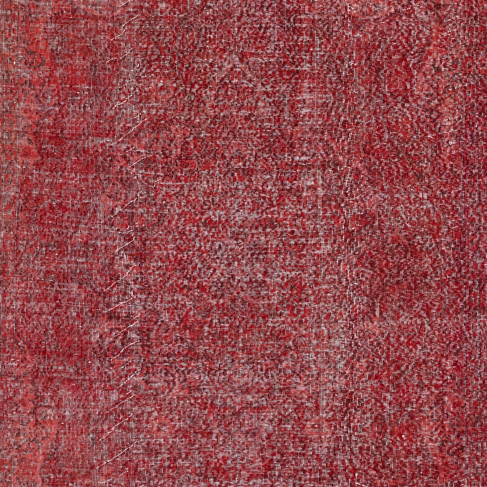 6.7x10.3 Ft Vintage Handmade Rug Overdyed In Red For Modern Home And Office photo Textiles