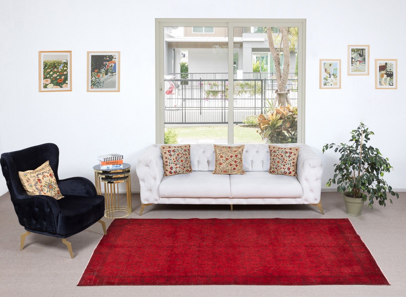 5.3x9.7 Ft Red Handmade Turkish Area Rug For Living Room, Bedroom & Dining Room photo furniture