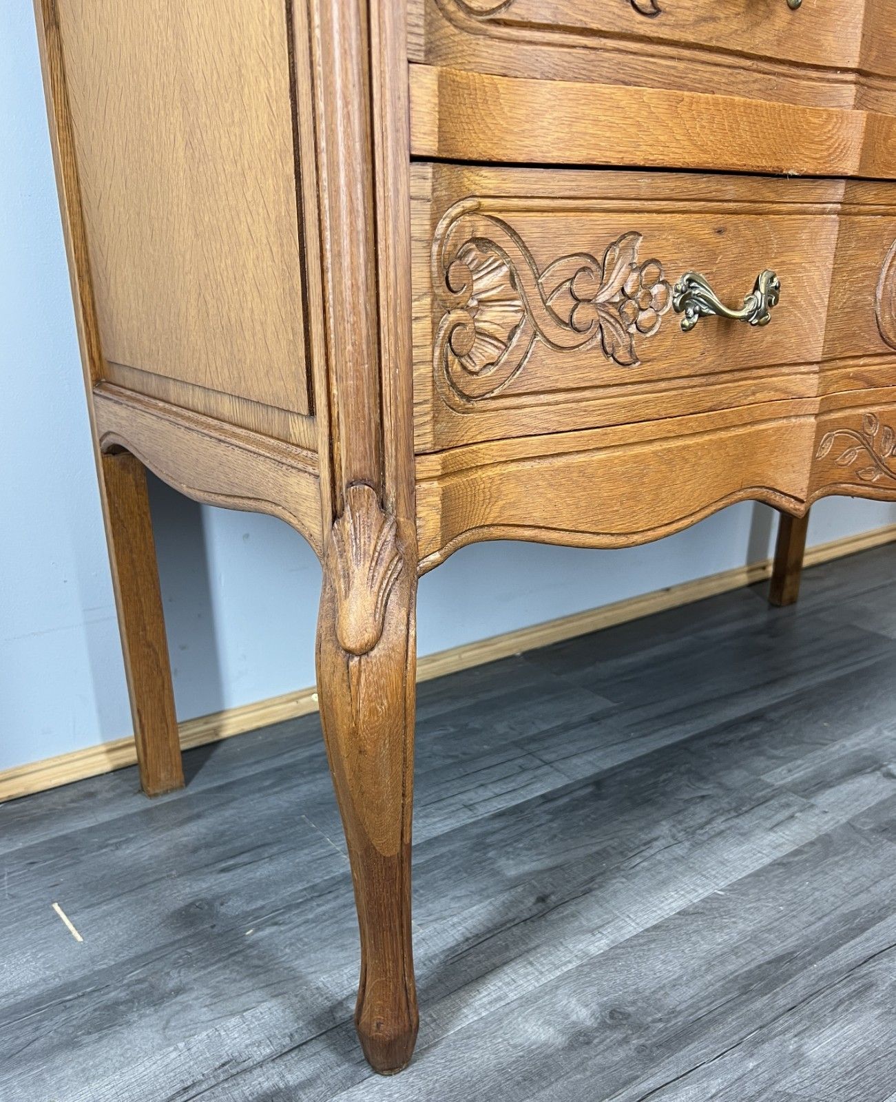 Secretaire Writing Desk Vintage French Louis Oak Rare Bureaux Cabinet Lot 4488 photo vintage