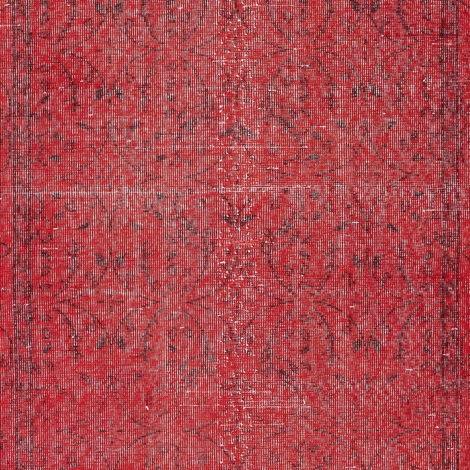 3.7x7 Ft Modern Turkish Wool Rug. Vintage Red Overdyed Handmade Area Rug photo Textiles