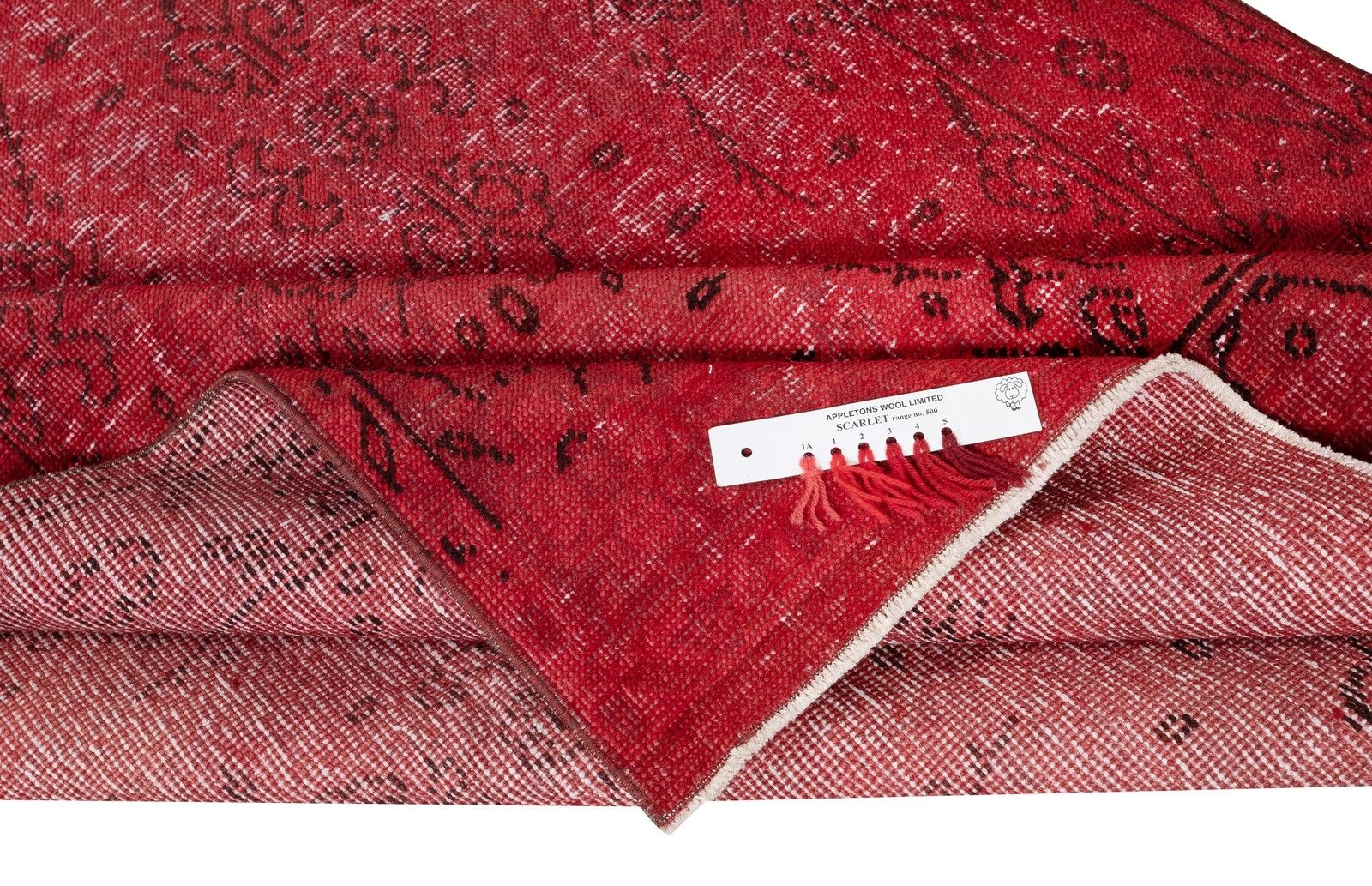 4.6x7.8 Ft Red Handmade Turkish Area Rug. Vintage Floral Design Carpet photo for sale