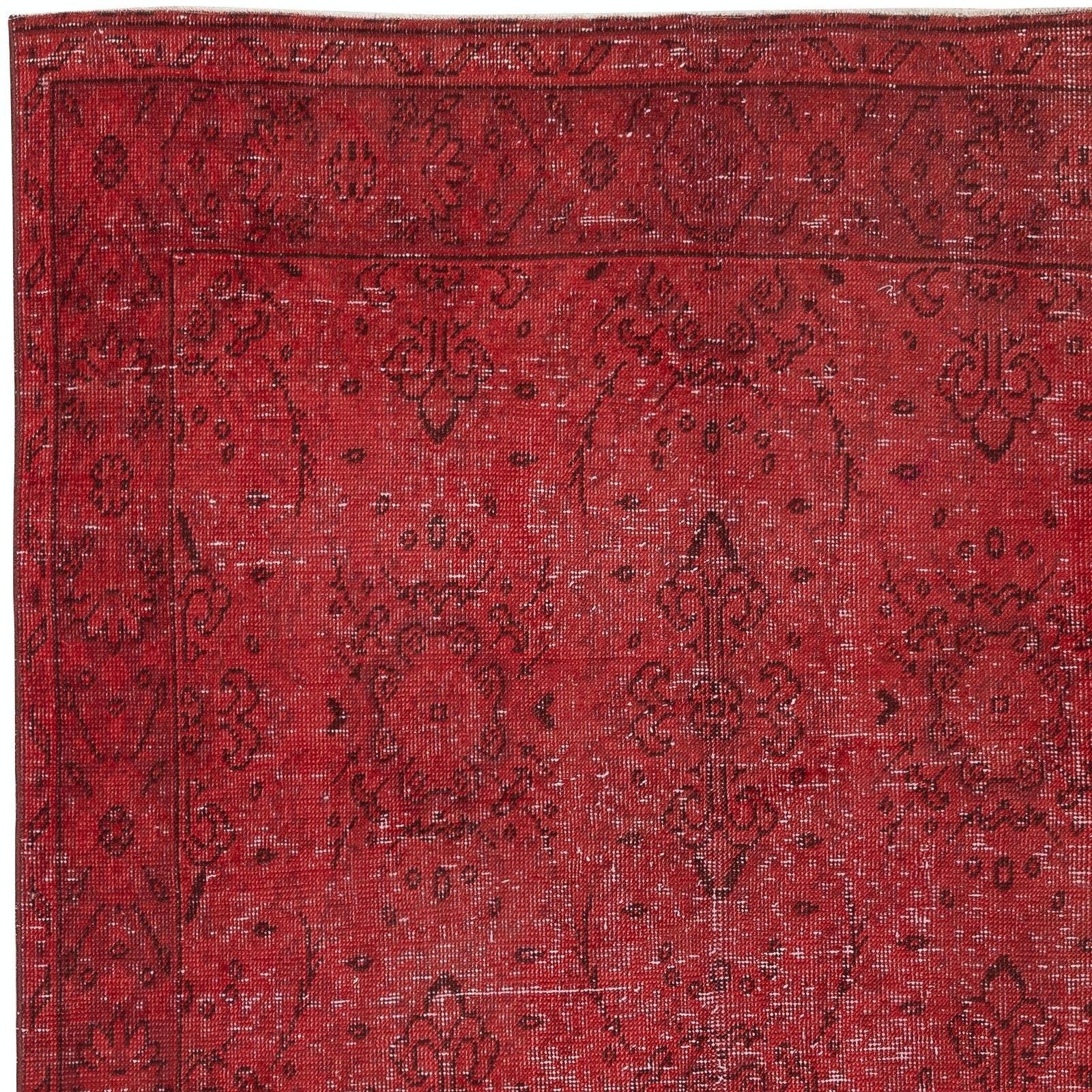 4.6x7.8 Ft Red Handmade Turkish Area Rug. Vintage Floral Design Carpet photo 347.0