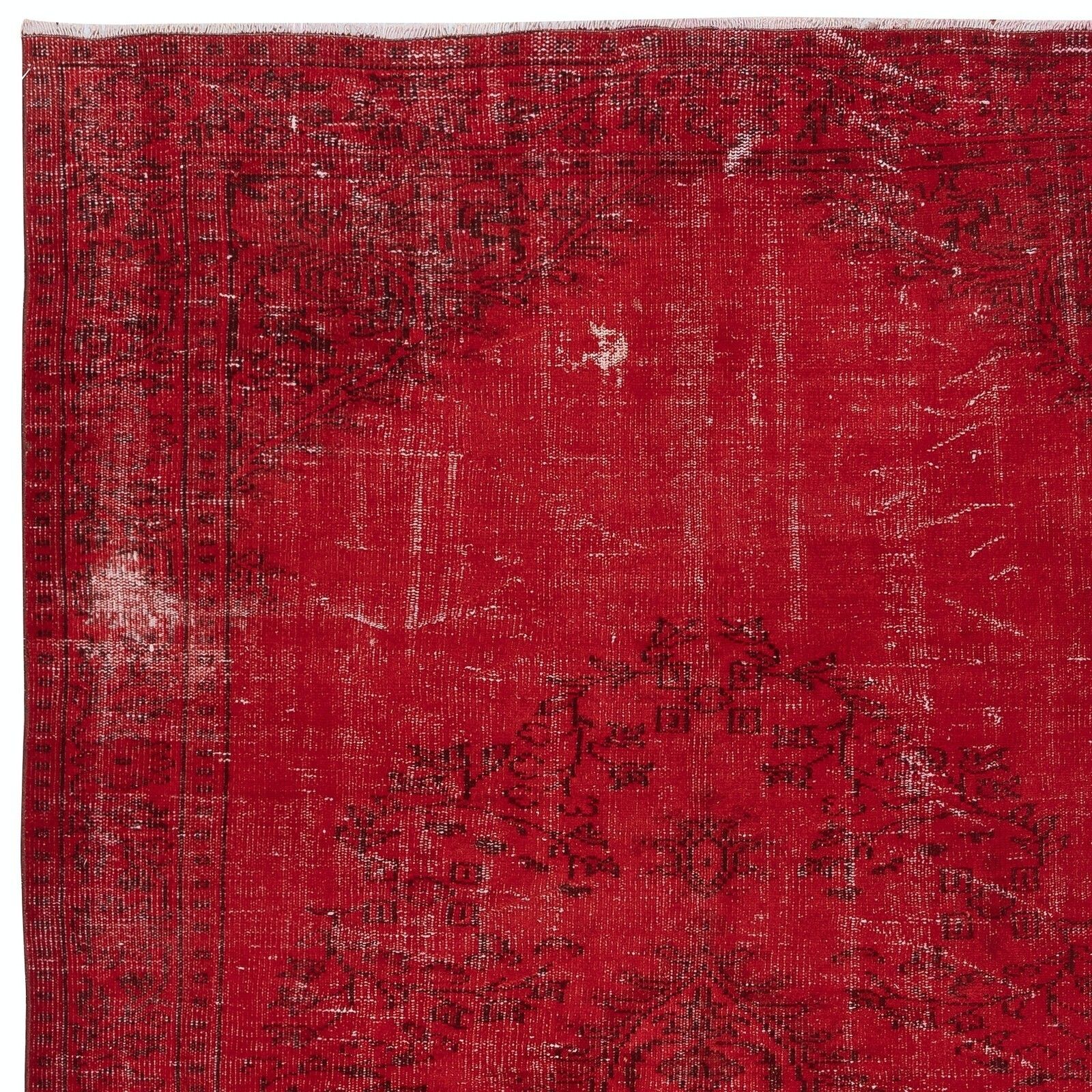 6x9.5 Ft Overdyed Red Turkish Rug. Handmade Vintage Area Rug For Living Room photo 544.0
