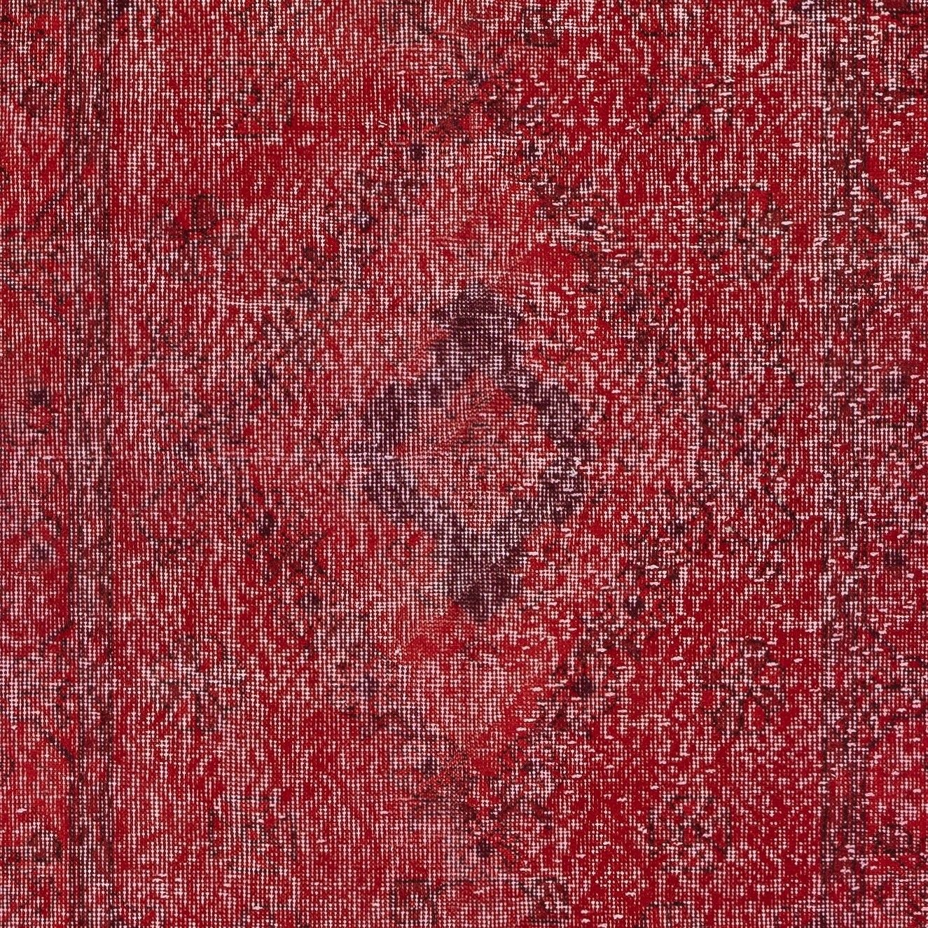 3.5x6.5 Ft Modern Turkish Wool Rug. Vintage Red Overdyed Handmade Area Rug photo Textiles