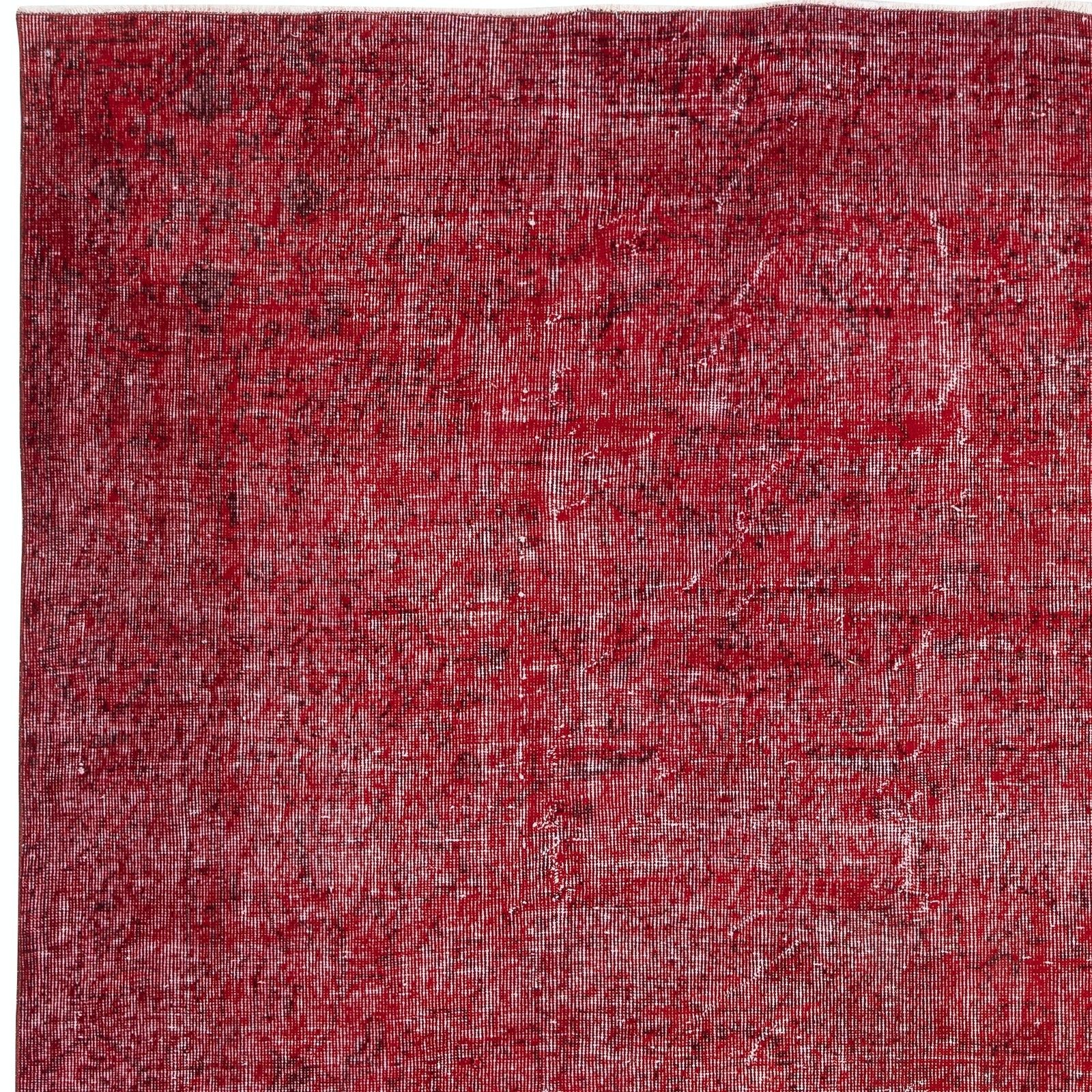 6.4x9.2 Ft Handmade Turkish Wool Rug. Vintage Overdyed Red Rug For Modern Home photo 613.0