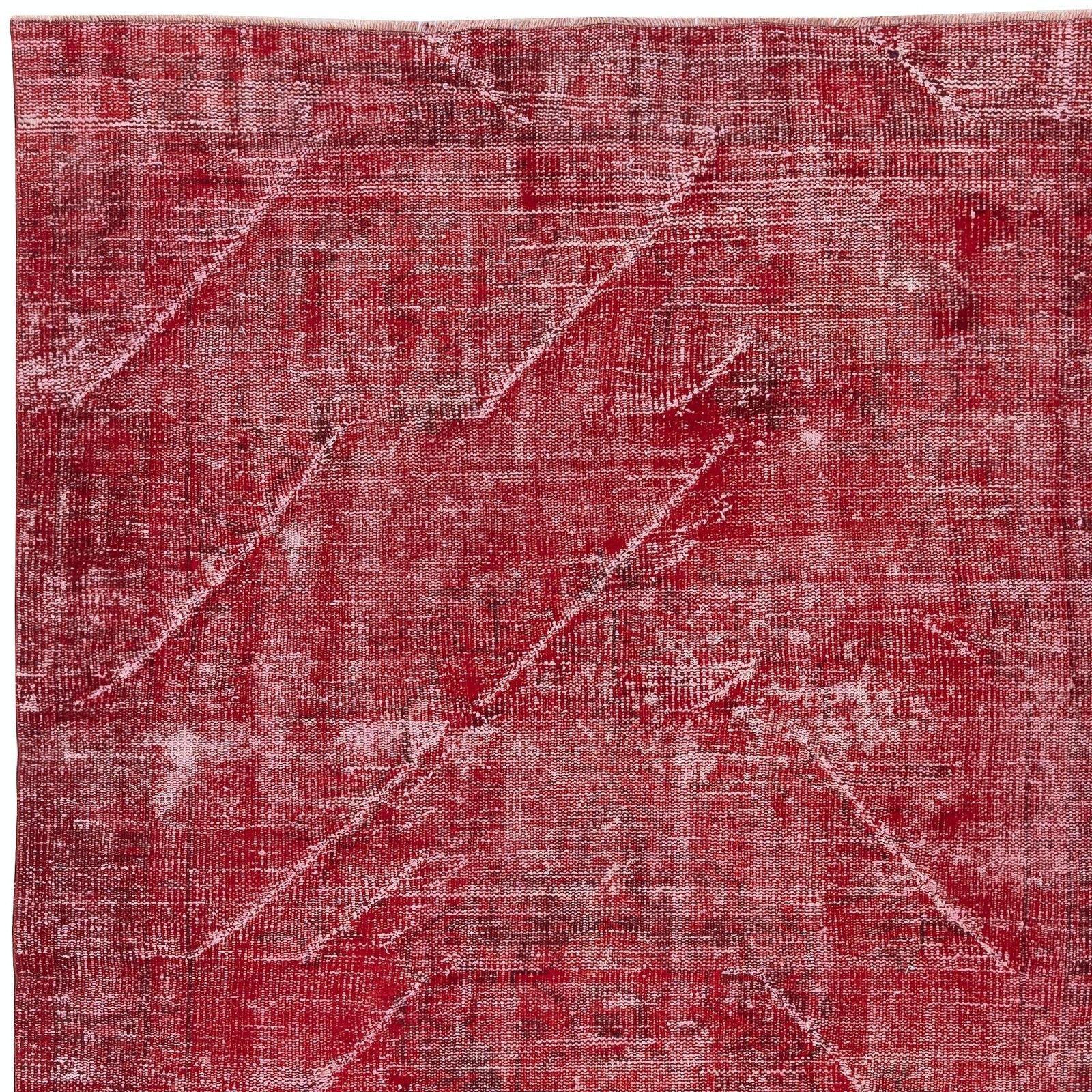 5.2x8.8 Ft Modern Red Turkish Rug. Vintage Handmade Rug For Living Room photo 444.0
