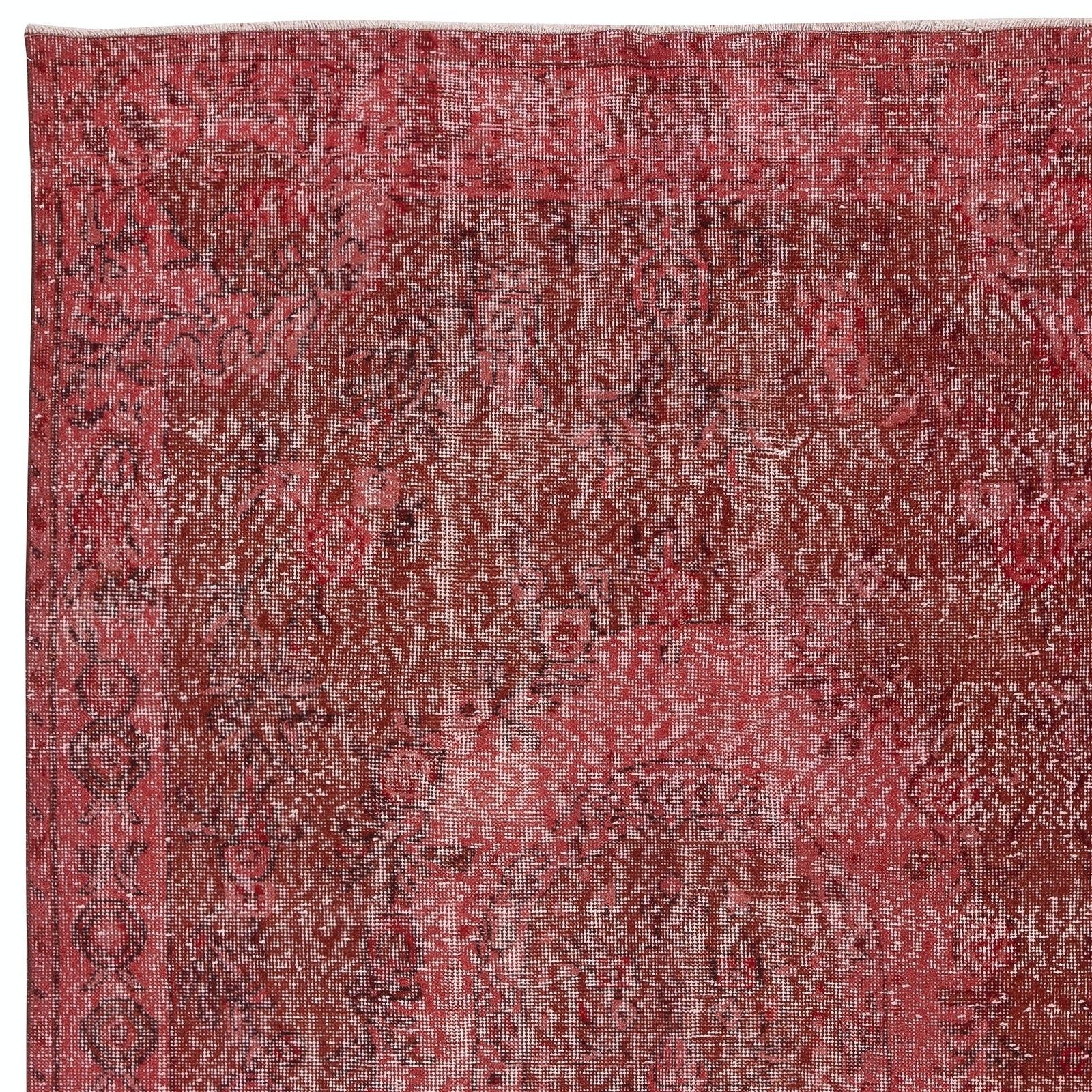 5.2x9 Ft Vintage Handmade Turkish Rug Overdyed In Red For Modern Interiors photo 457.0