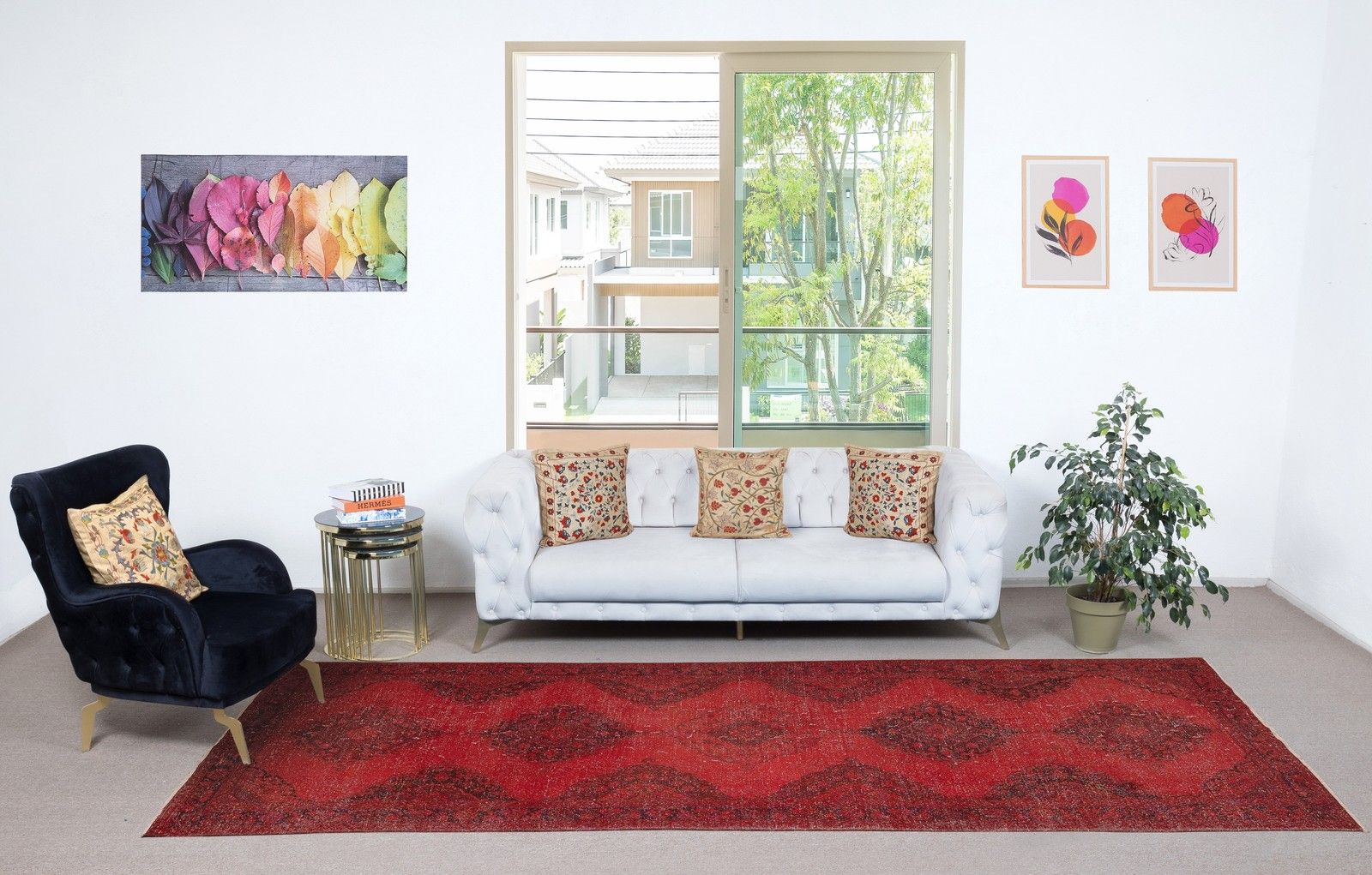 4.6x13.2 Ft Red Runner Rug. Vintage Hallway Rug. Kitchen Runner. Stair Rug photo furniture