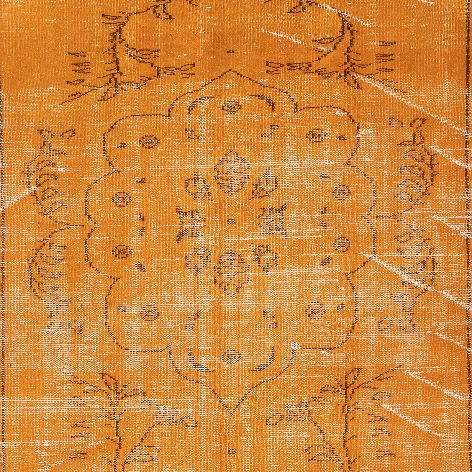 4.7x9 Ft Modern Orange Turkish Rug. Vintage Handmade Rug For Living Room photo Textiles