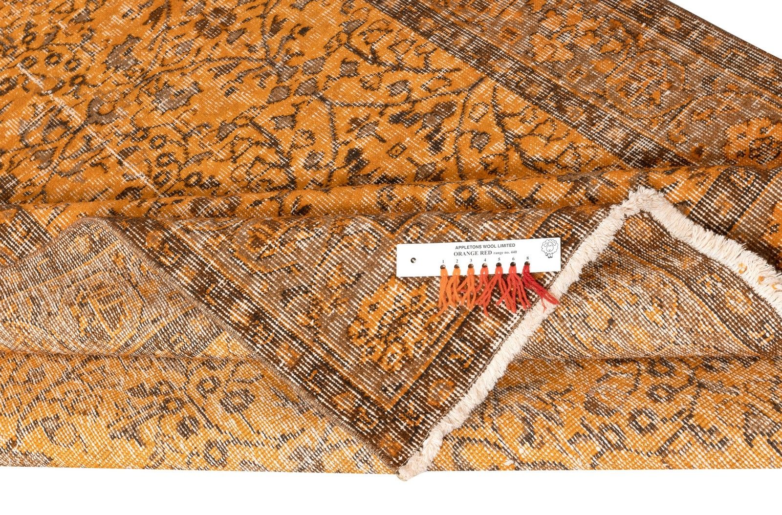 5.3x8.4 Ft Handknotted Vintage Turkish Rug Redyed In Orange For Modern Interiors photo for sale