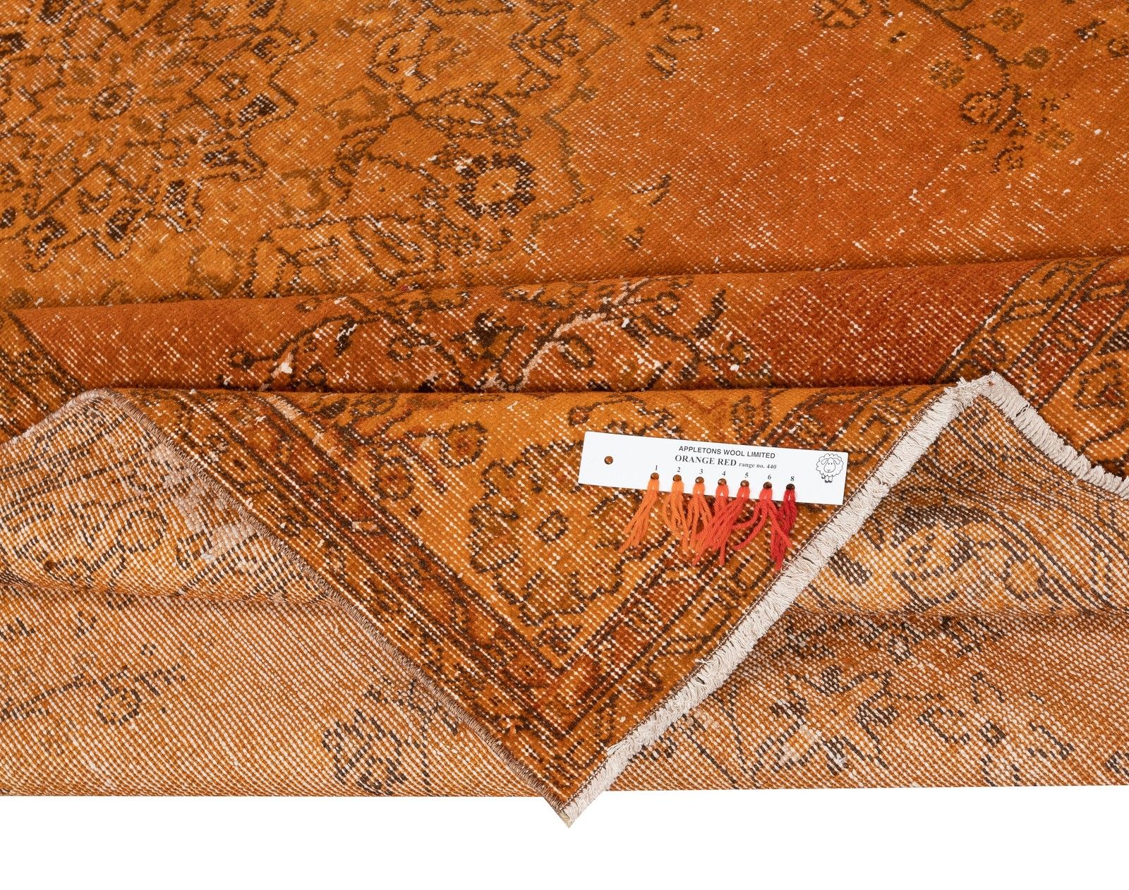 6.8x10 Ft Vintage Handmade Turkish Rug Overdyed In Orange For Modern Interiors photo for sale