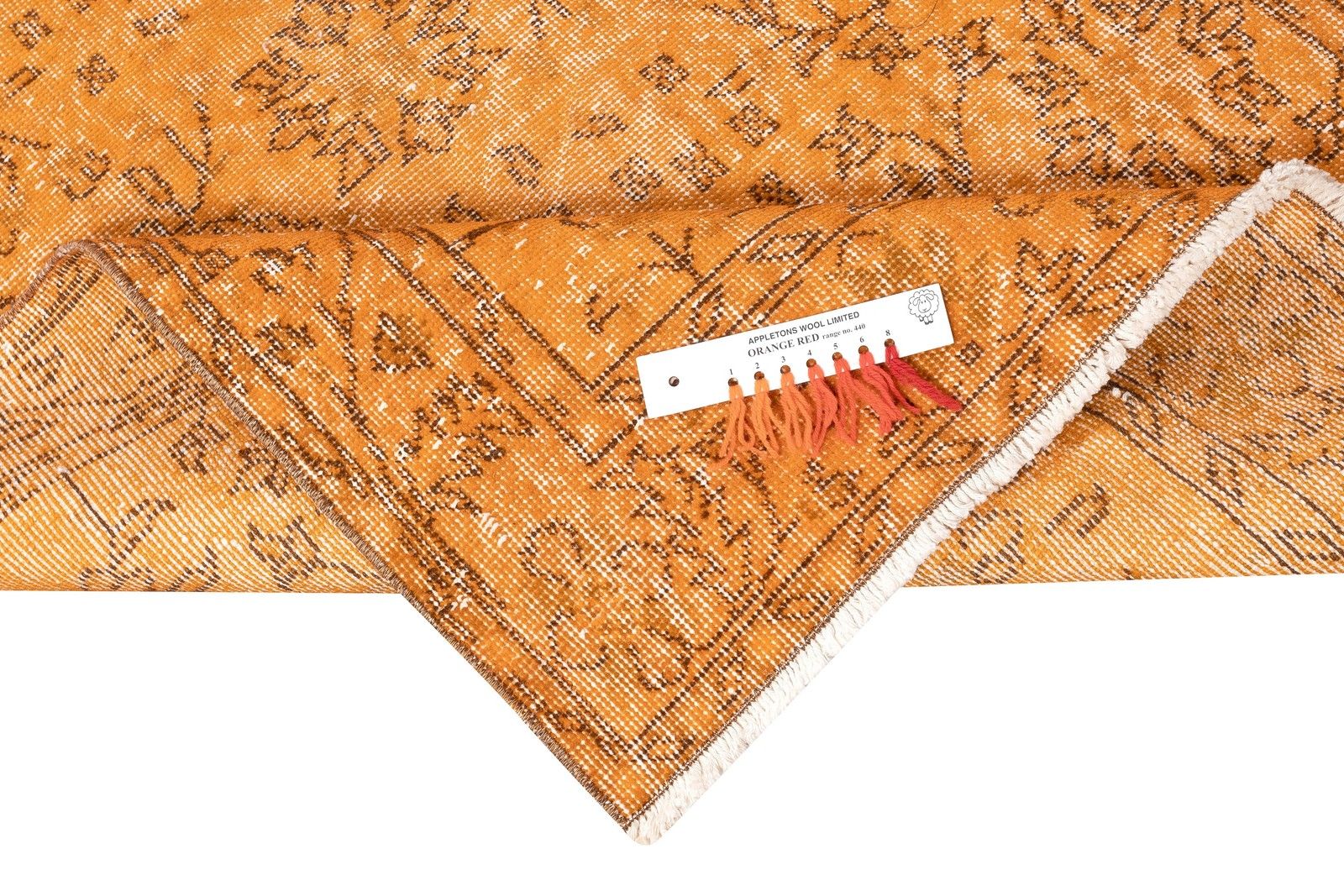 3.7x7 Ft Orange Overdyed Vintage Rug. Hand Knotted Carpet For Modern Interiors photo for sale