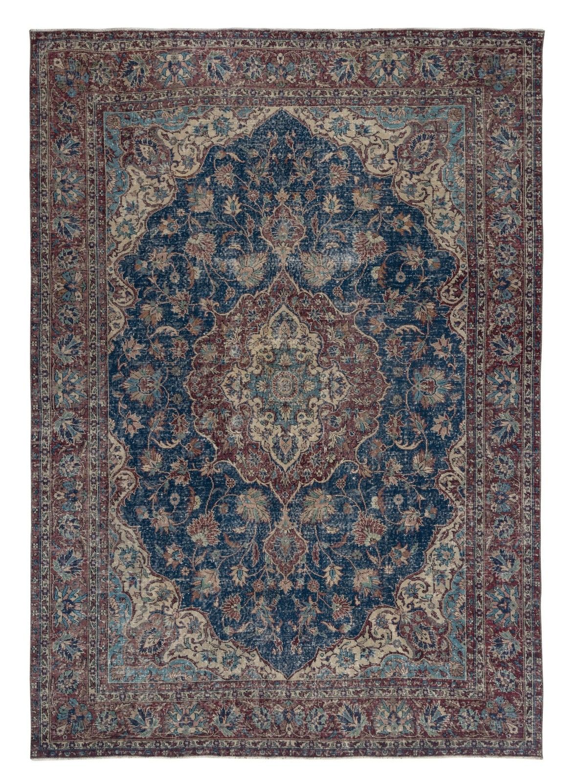 7.7x10.7 Ft Traditional Vintage Handmade Turkish Area Rug With Medallion Design