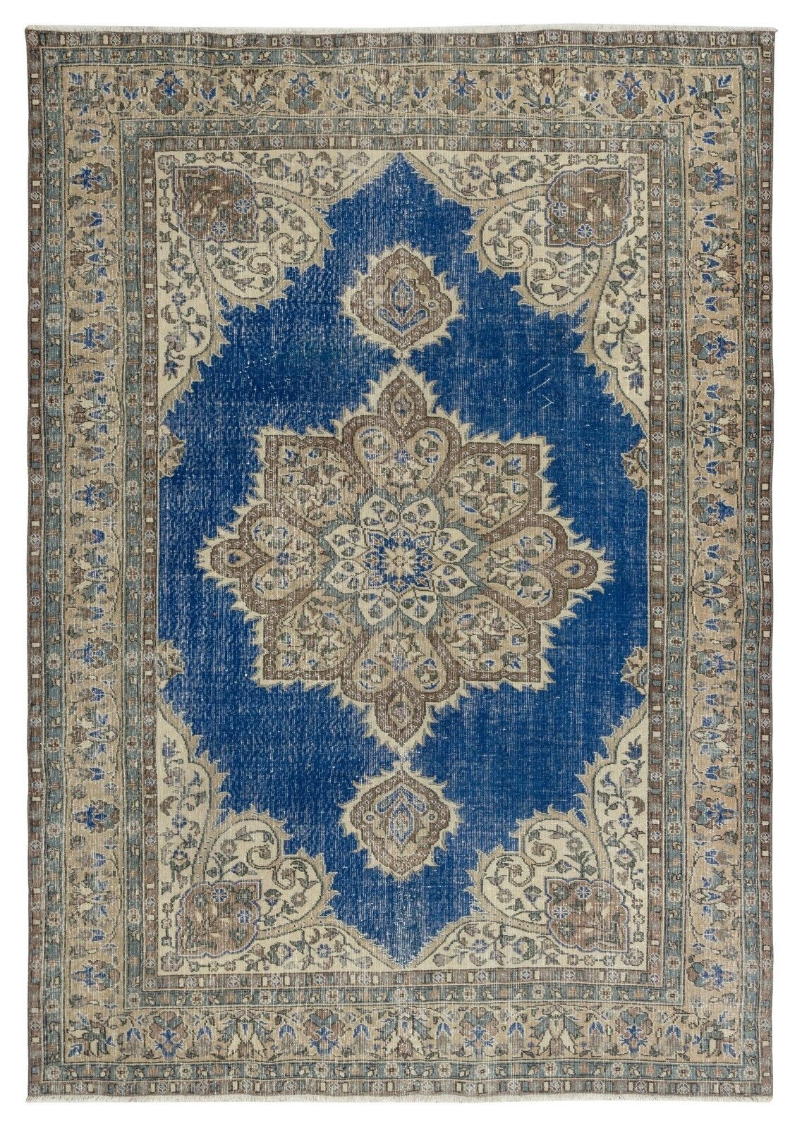 6.8x9.8 Ft Traditional Vintage Handmade Turkish Area Rug With Medallion Design