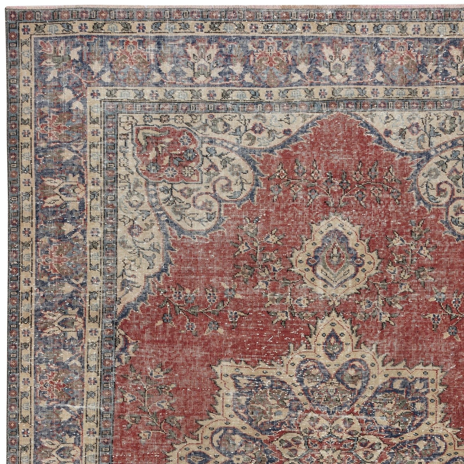 7.3x10.4 Ft Vintage Handknotted Turkish Area Rug. Traditional Wool Carpet photo 853.0
