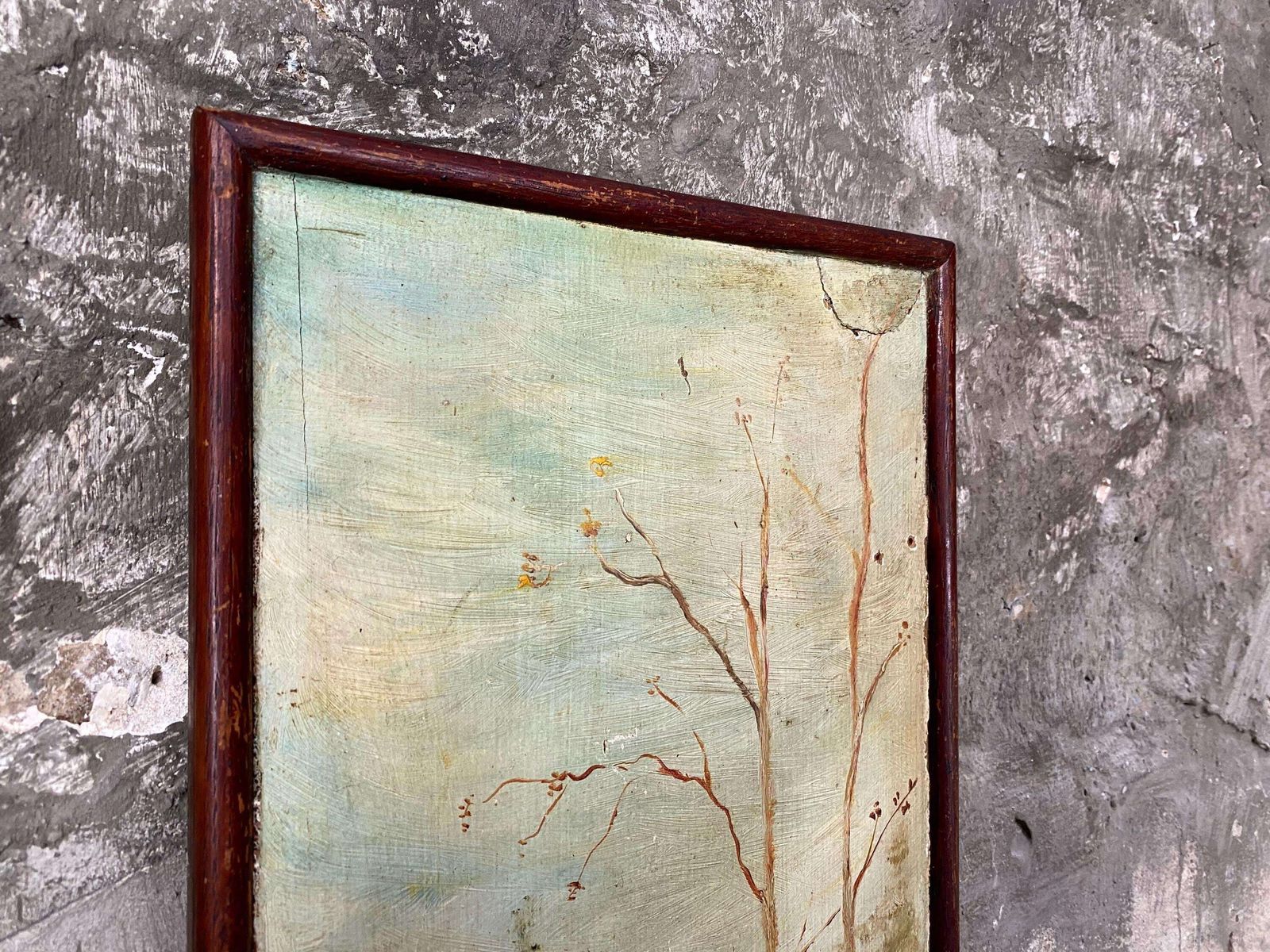 photo furniture Pair Antique Woodland Forest Tree Oil Paintings On Board