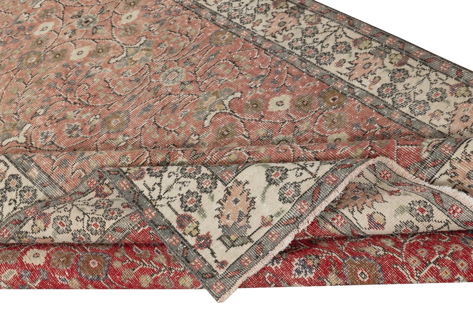 5.5x9.6 Ft Vintage Handmade Turkish Red Rug With Floral Pattern For Living Room photo for sale