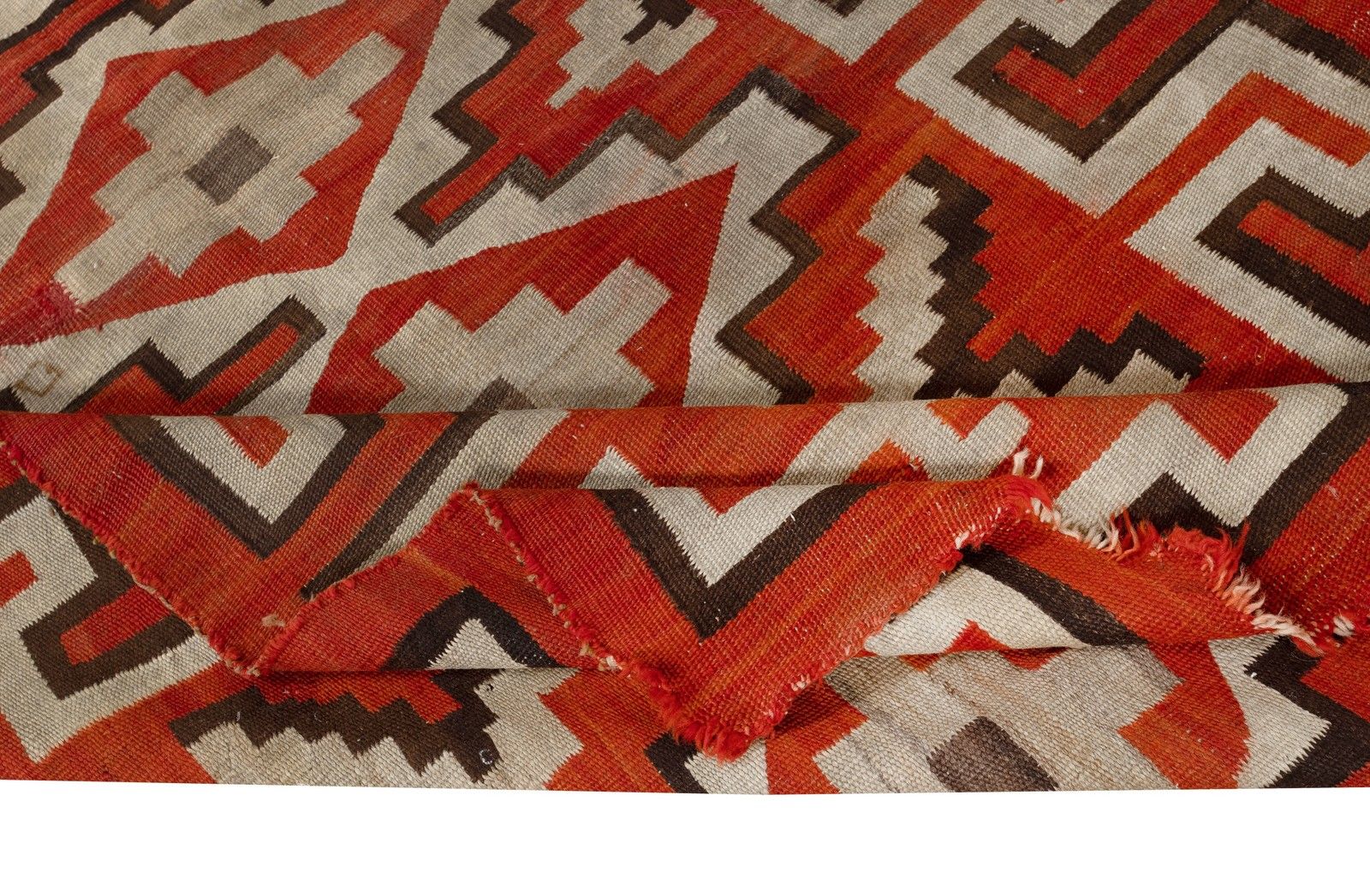 4.5x7 Ft Antique Navajo Ganado Rug, Red & Ivory Geometric Design, Ca 1925–1945 photo for sale