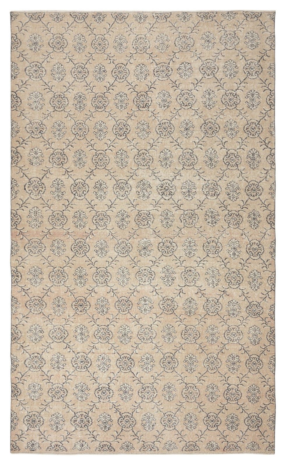 6.4x10.7 Ft Vintage Turkish Handknotted Wool Rug. Floral Patterned Area Carpet