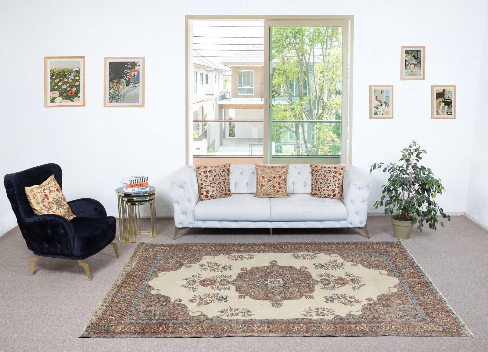 6.4x10.2 Ft Rustic Vintage Handmade Wool Rug For Farmhouse And Cottage Decor photo furniture